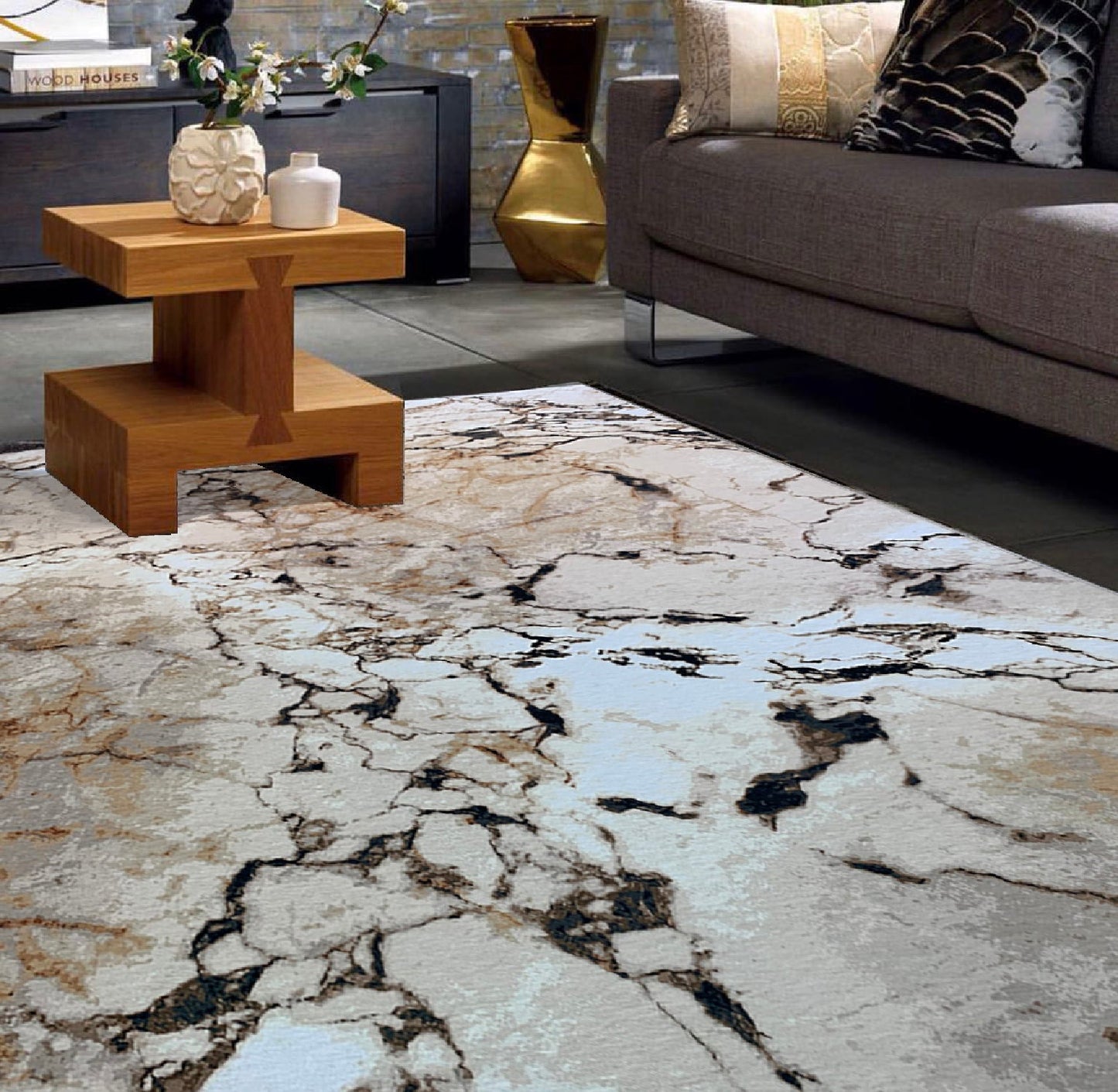 Elevate Marble I Area Rug, Gray & Tan