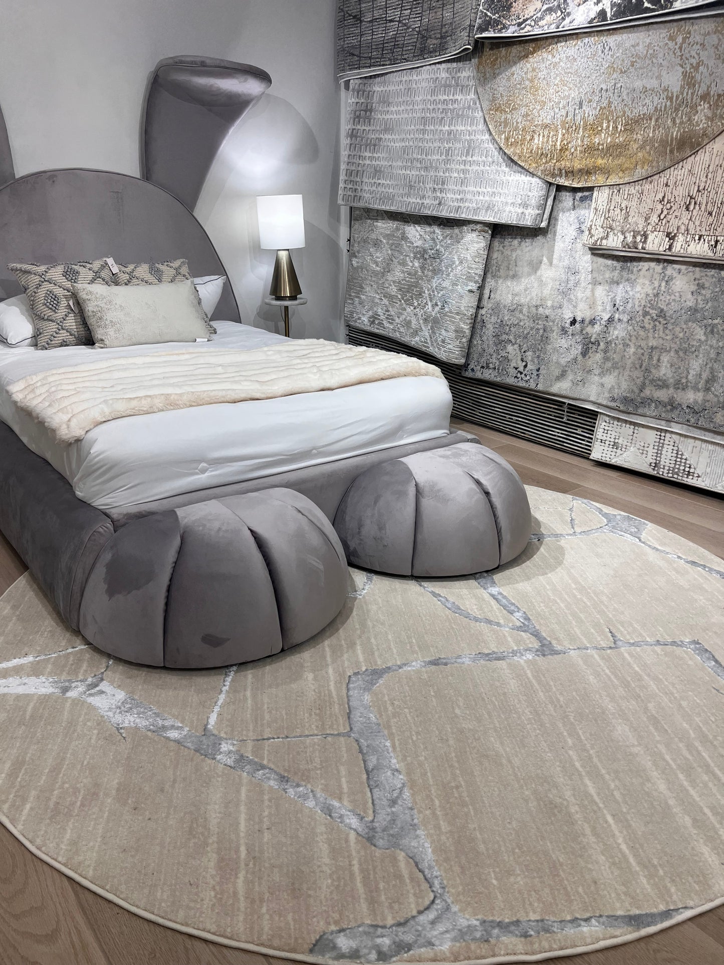 Biv Frosted Fissures Indoor | Outdoor Area Rug, Beige & Silver