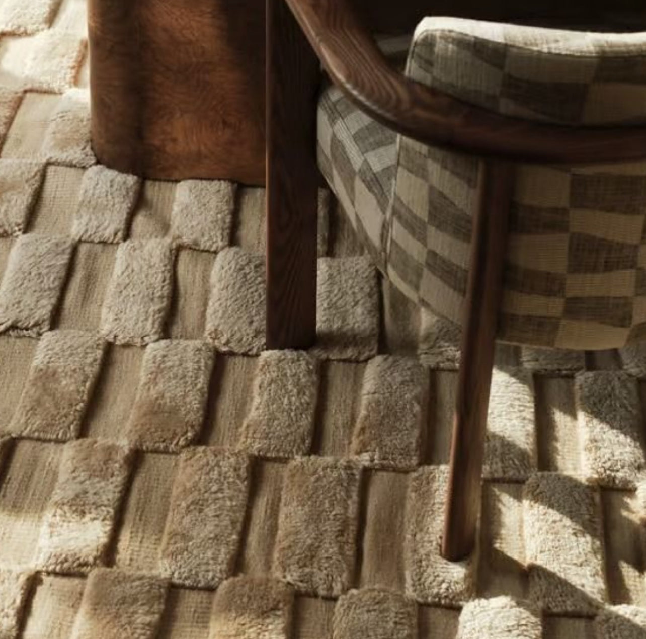 Finite Mosaics, Cryptograph Area Rug, Beige