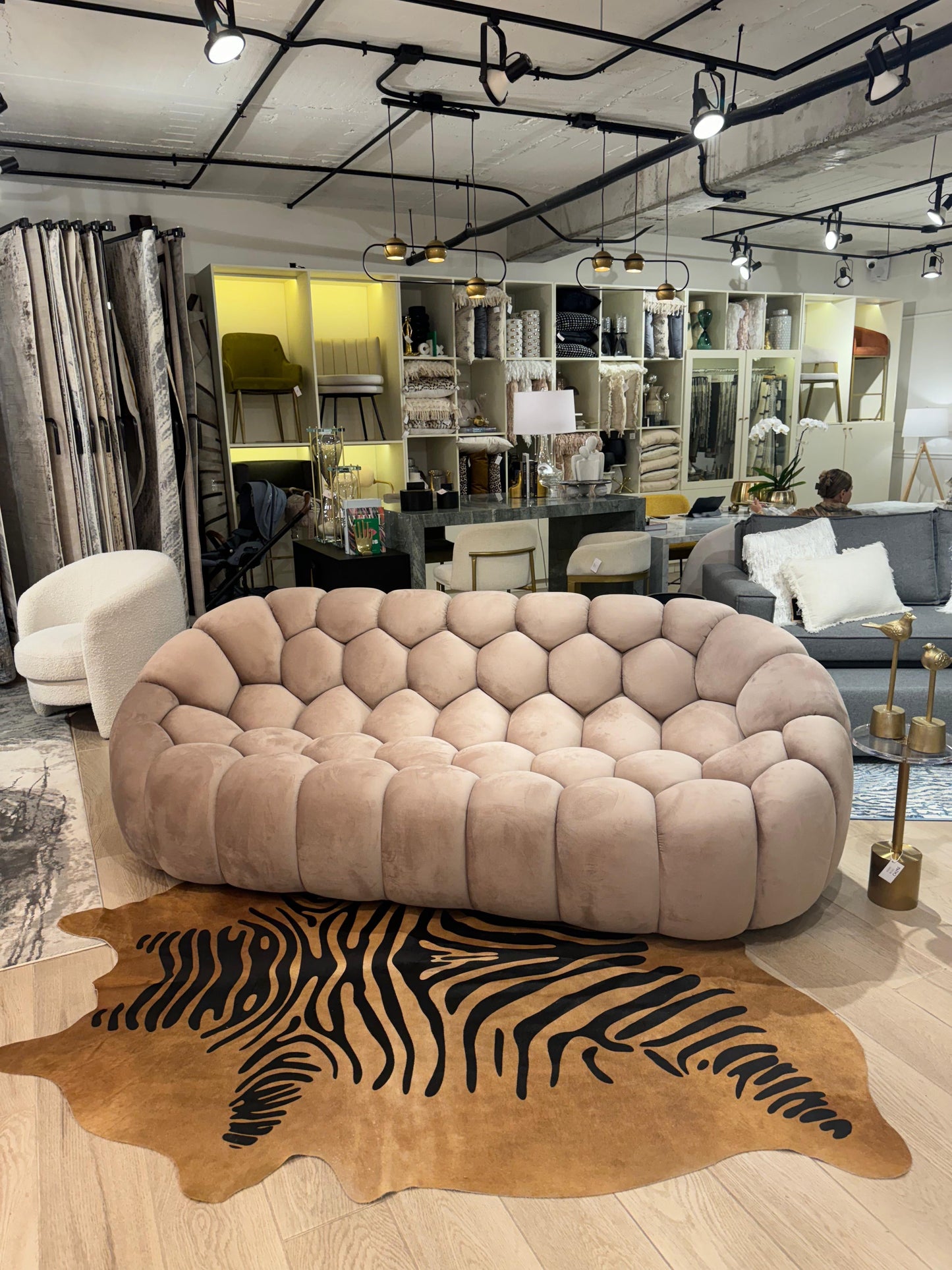 Authentic Leather Hides, Cowhide Area Rug, Caramel Zebra