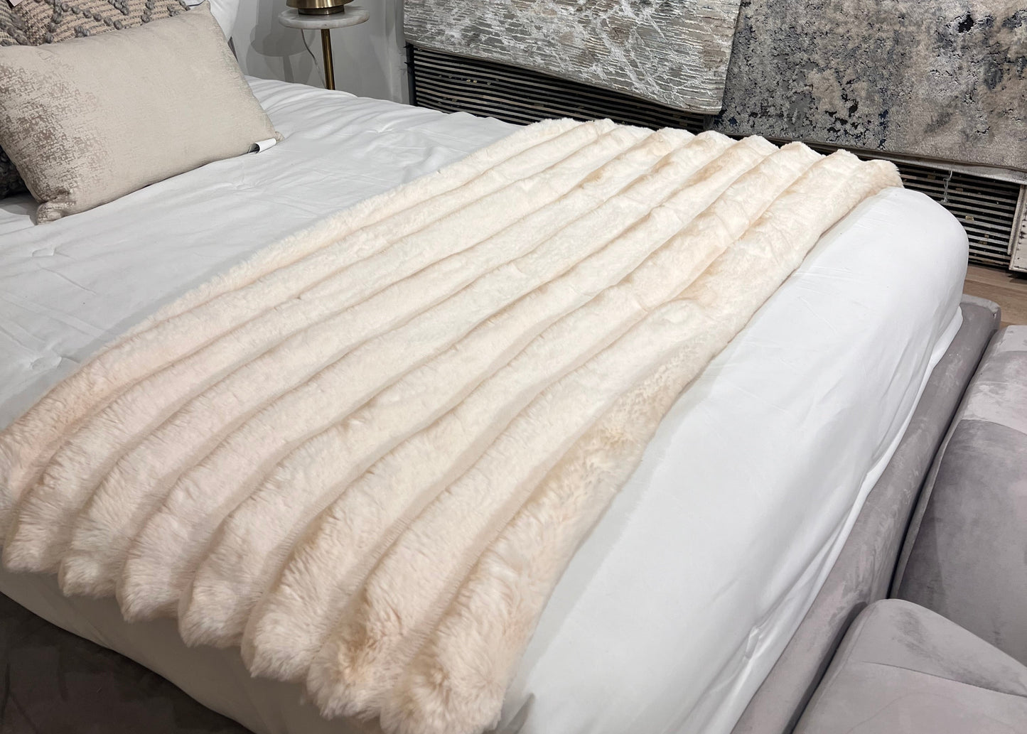 Rexa Faux Chinchilla Fur Throw Blanket, Assorted Colors