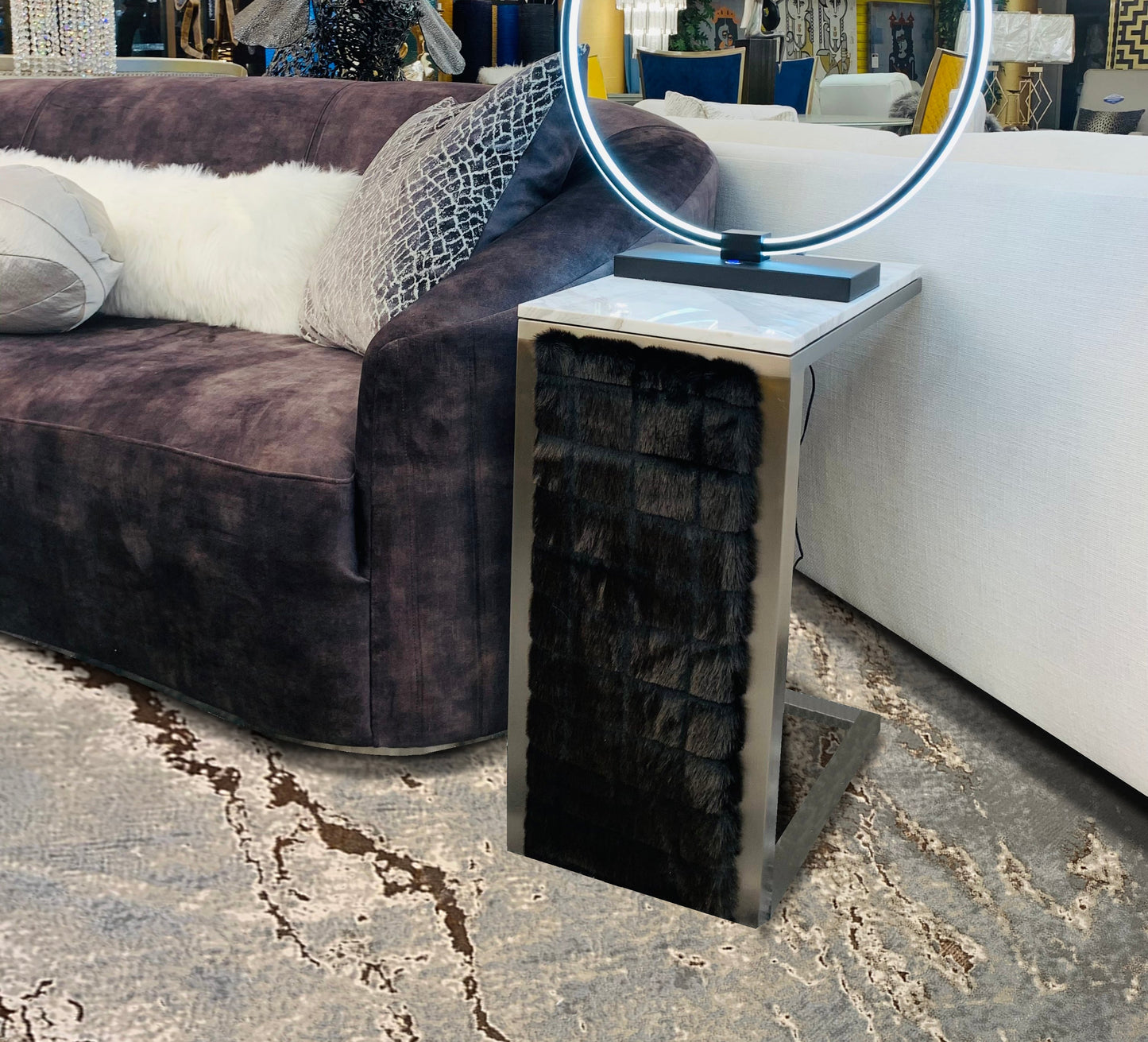 Maximus Fissure Patina Indoor | Outdoor Area Rug, Silver & Platinum