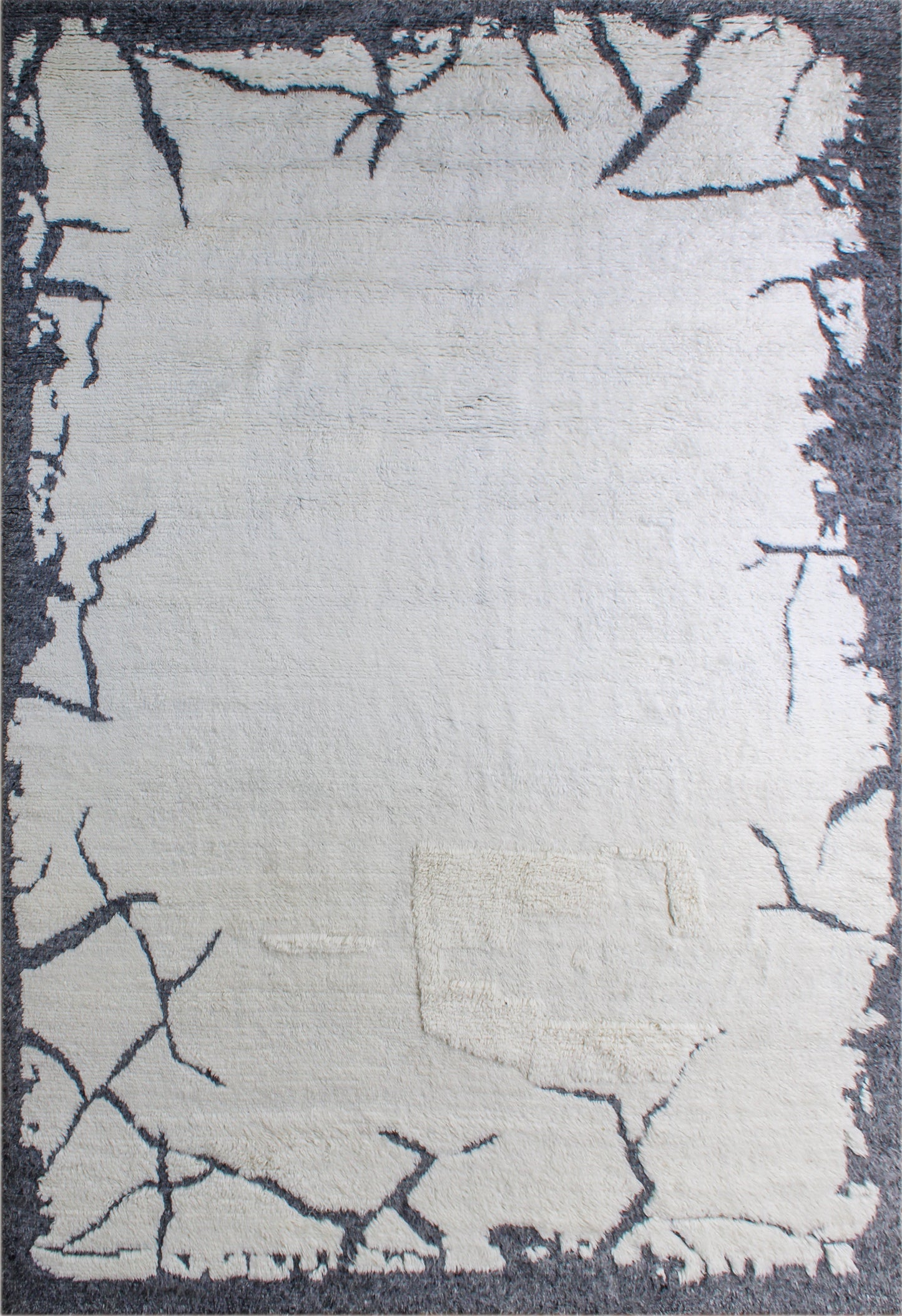 Finite Mosaics, Fractured Luster Area Rug, Ivory & Black