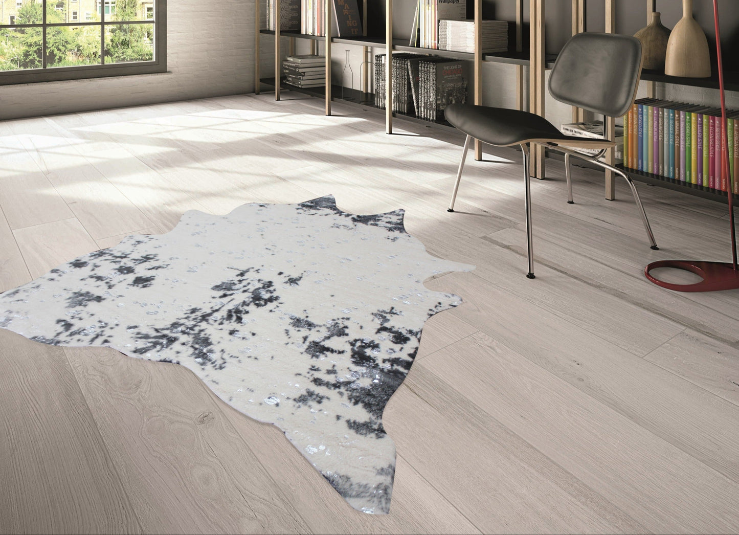 Modern Silver Faux Fur Art Hide Metallic by Rug Factory Plus - Rug Factory Plus