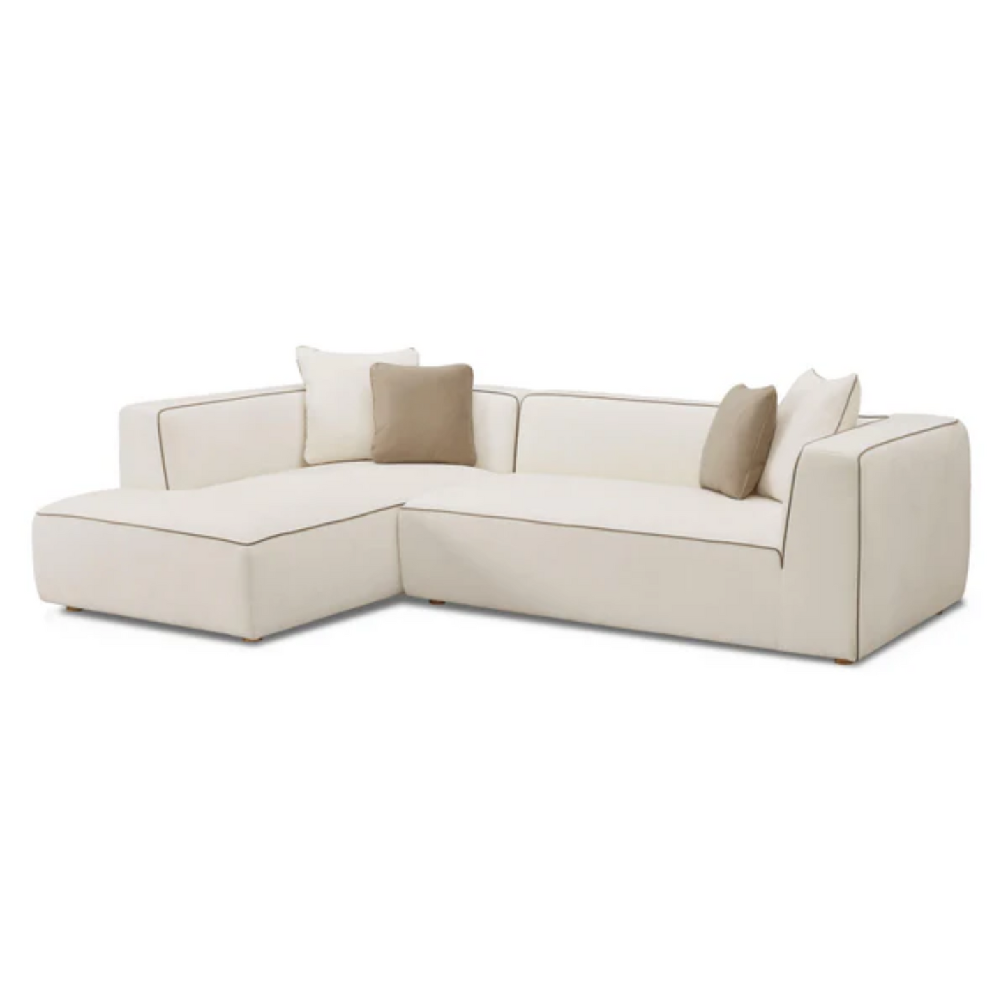 Alice Left-Facing L-Shaped Linen Sectional, Cream