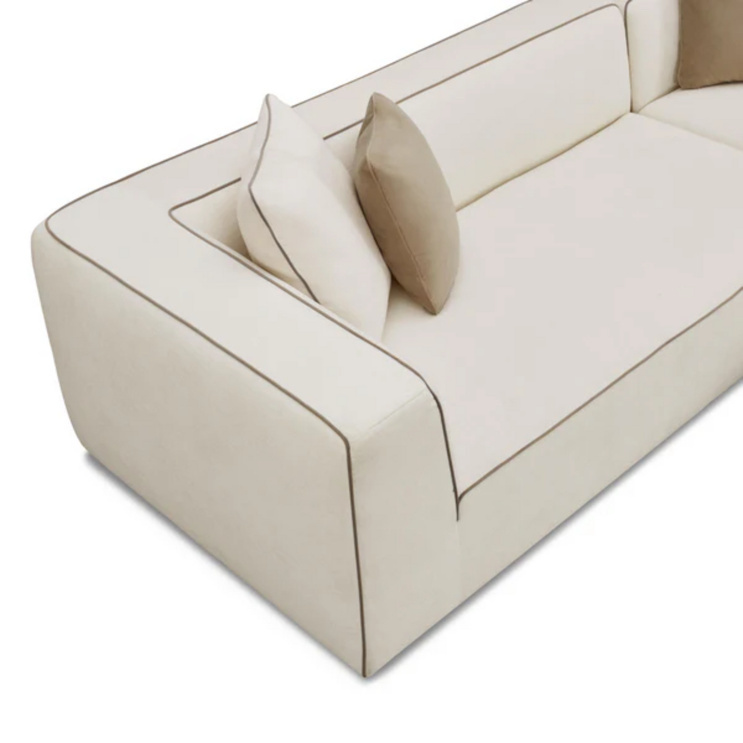 Alice Left-Facing L-Shaped Linen Sectional, Cream
