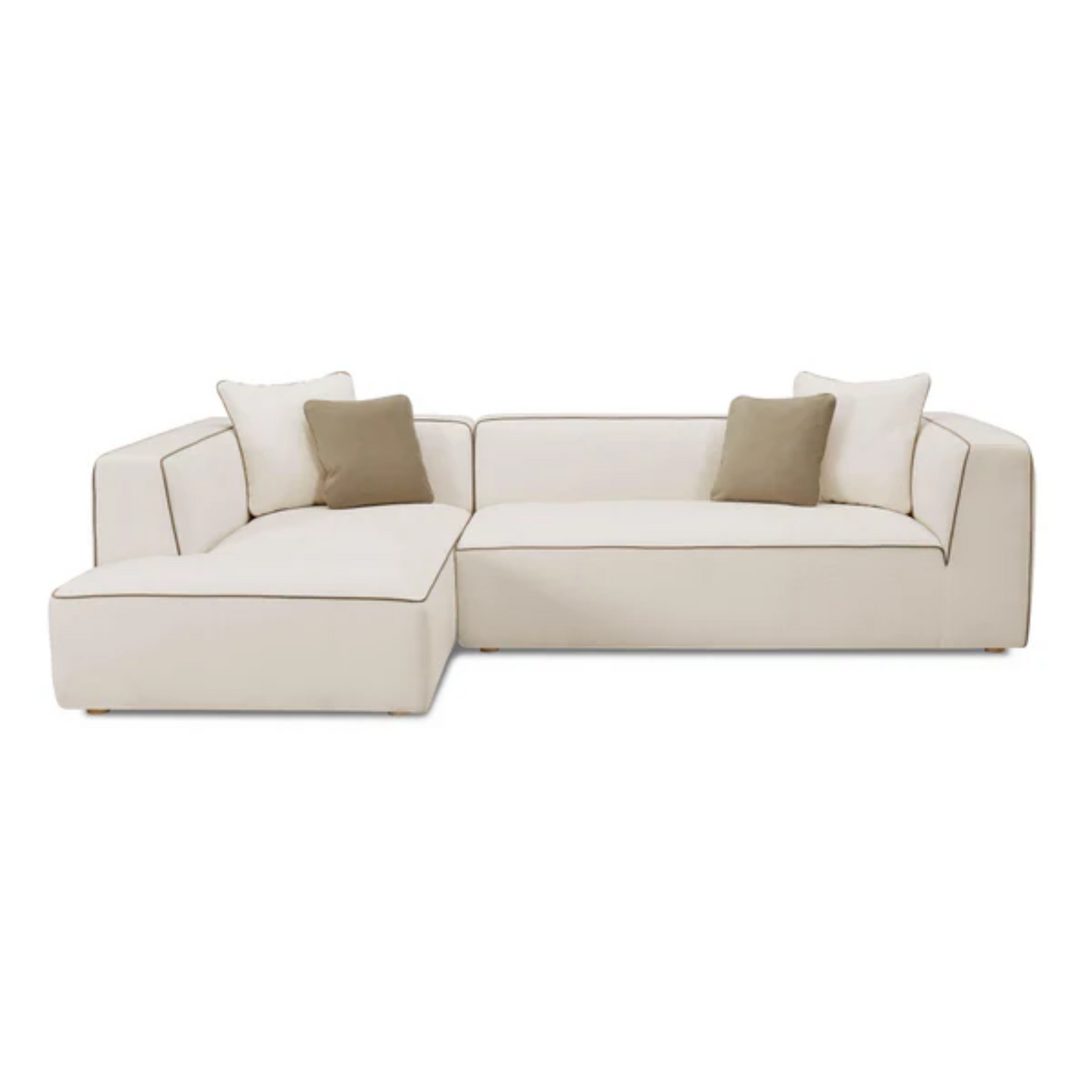 Alice Left-Facing L-Shaped Linen Sectional, Cream