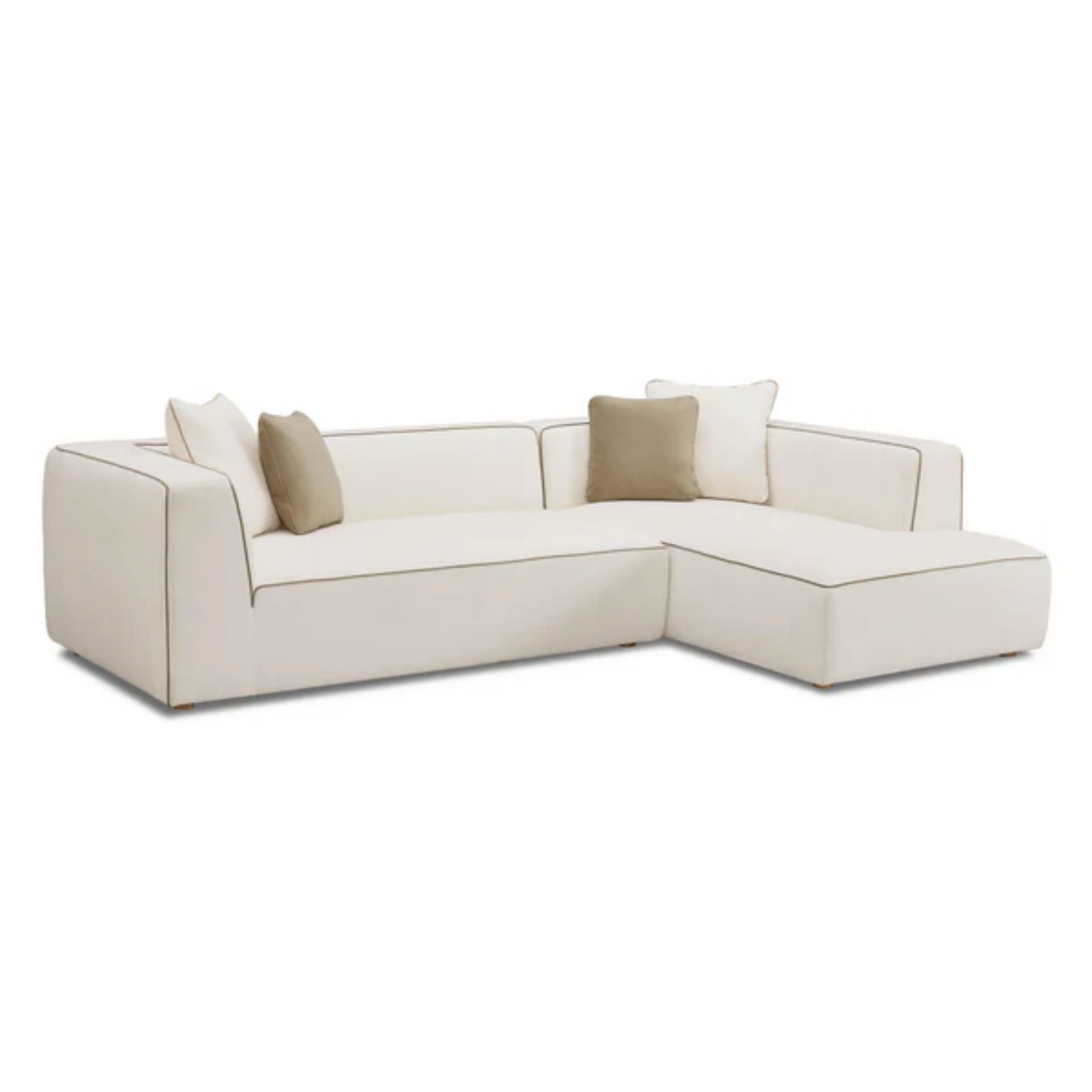 Alice Right-Facing L-Shaped Linen Sectional, Cream