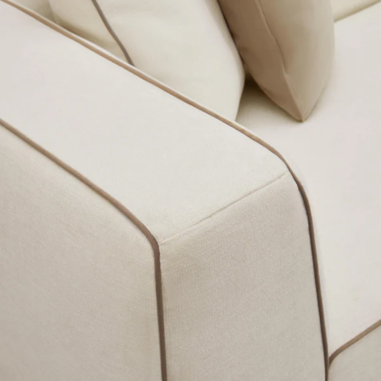 Alice Right-Facing L-Shaped Linen Sectional, Cream