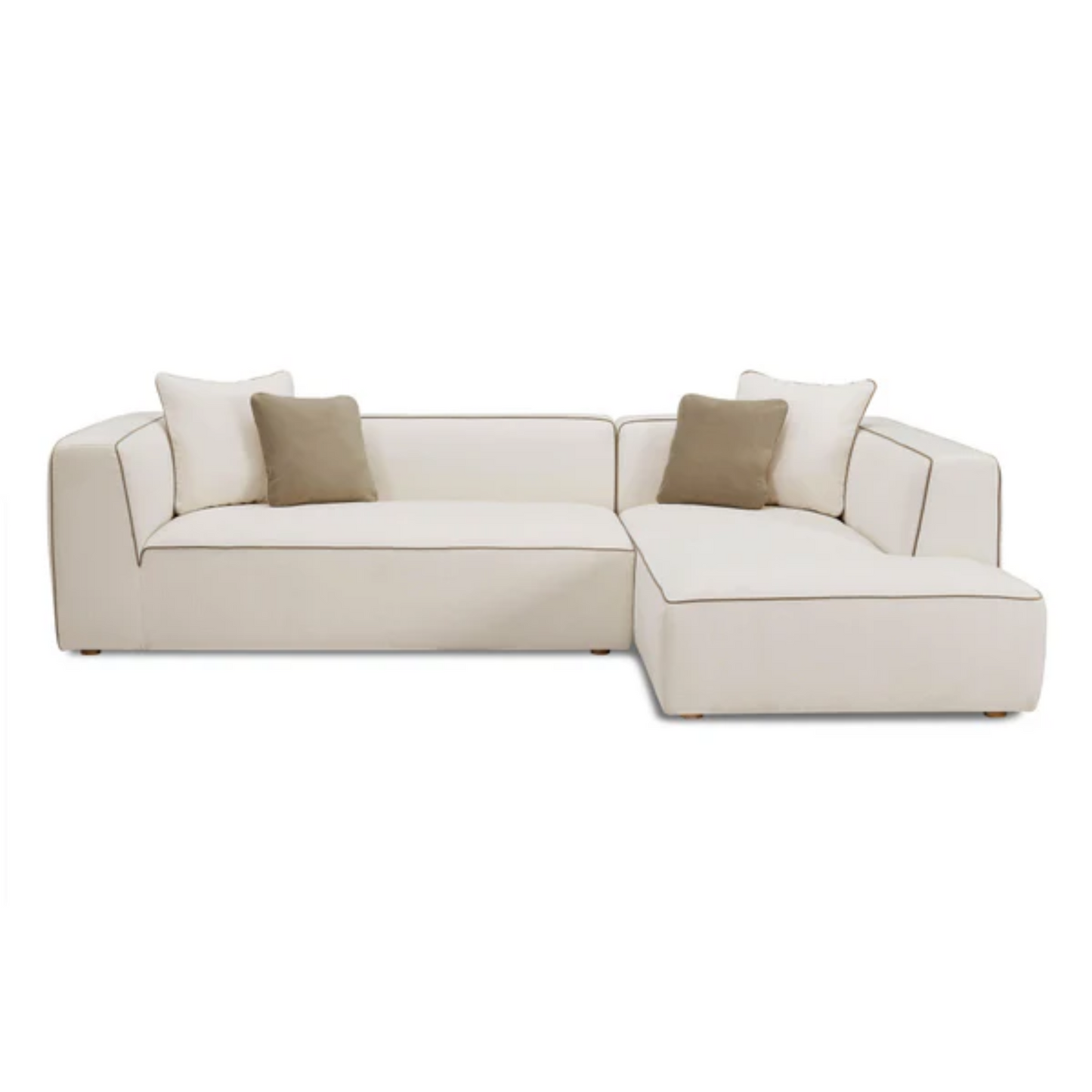 Alice Right-Facing L-Shaped Linen Sectional, Cream