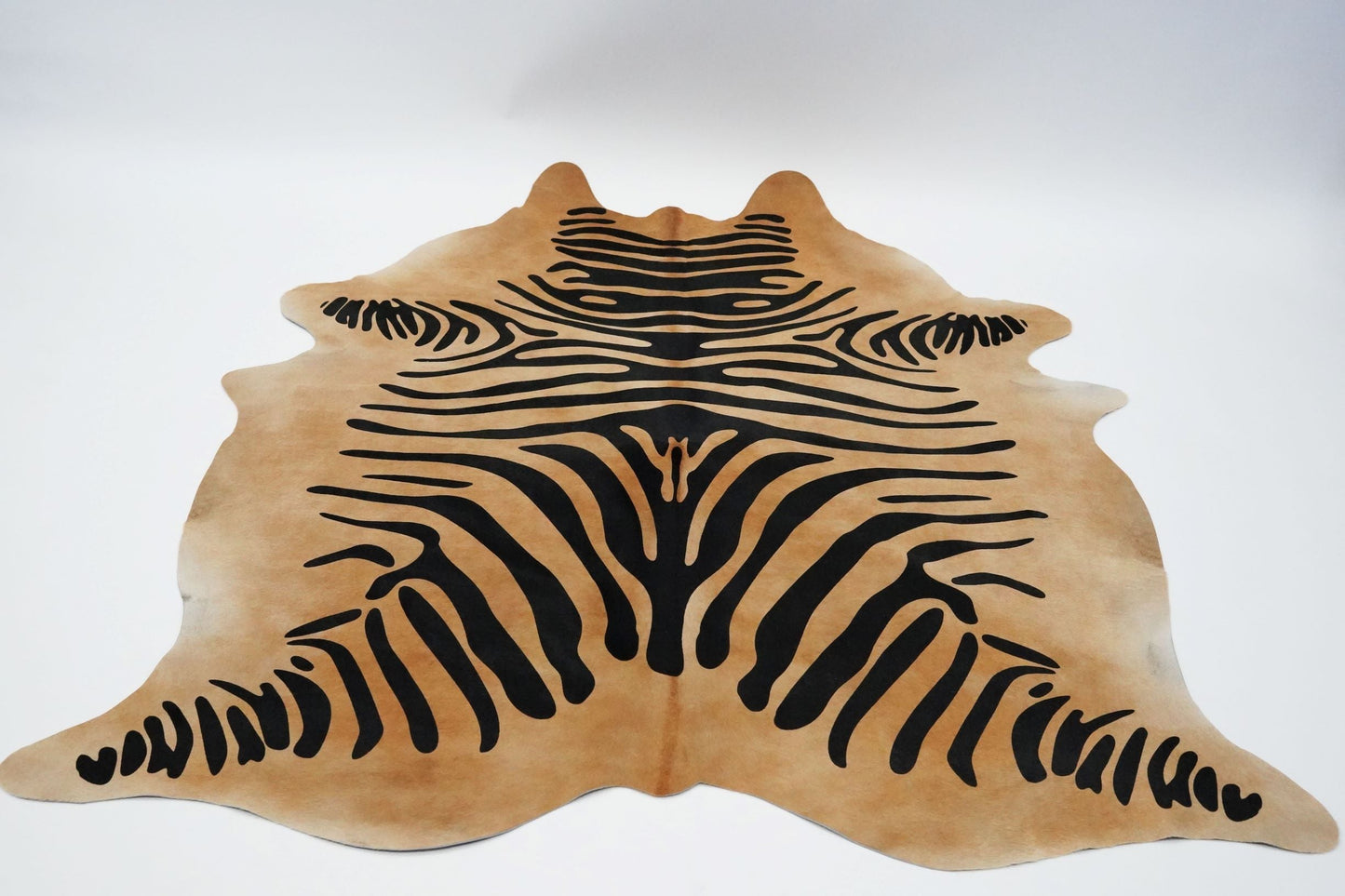 Authentic Leather Hides, Cowhide Area Rug, Caramel Zebra
