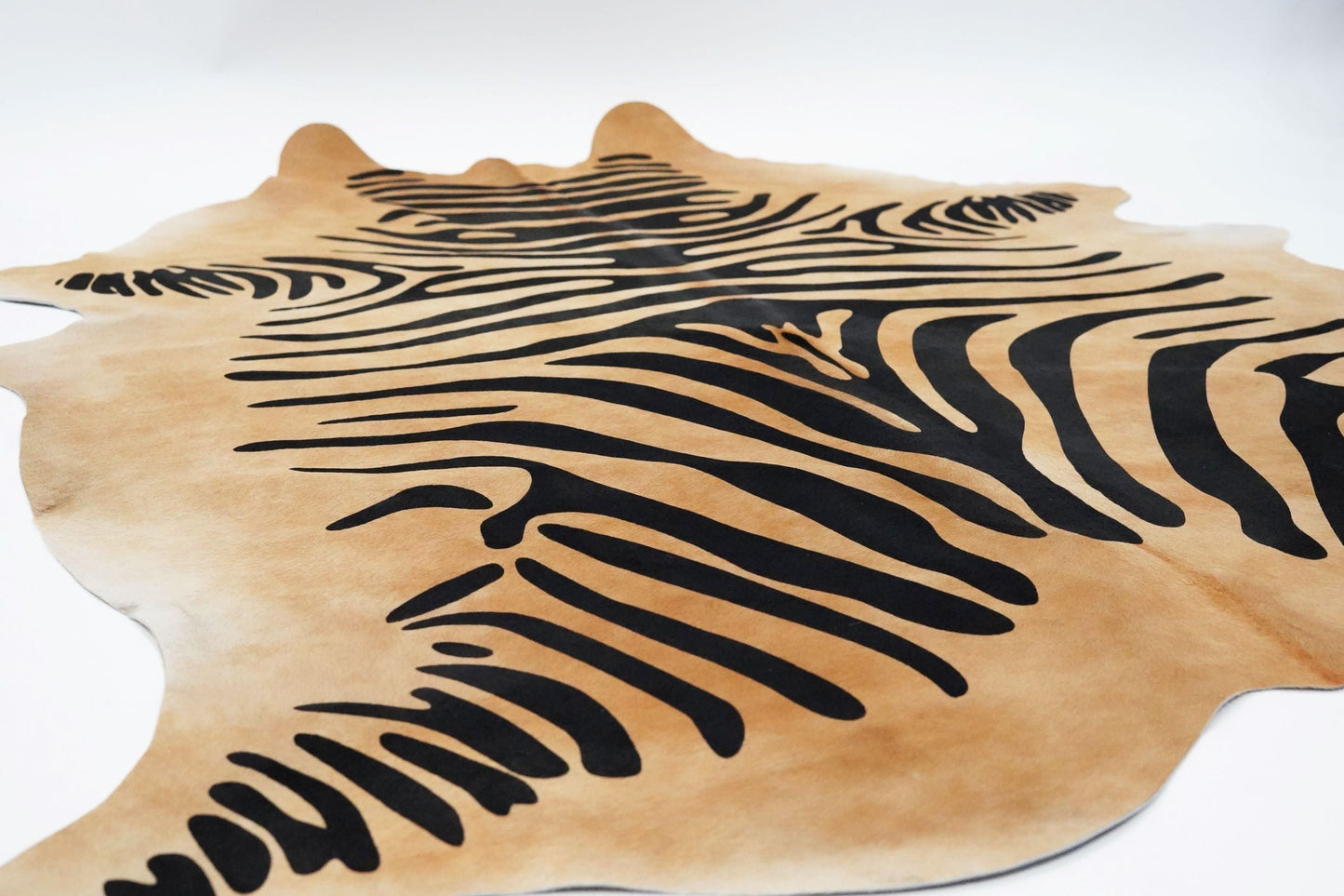 Authentic Leather Hides, Cowhide Area Rug, Caramel Zebra