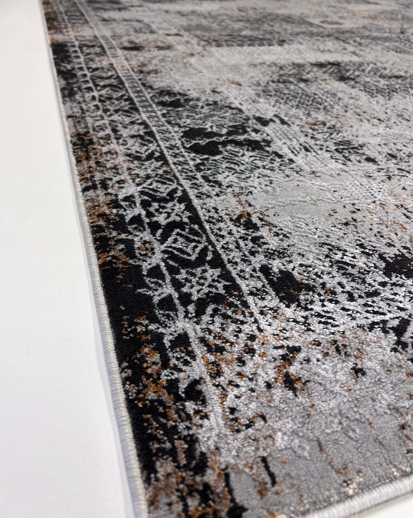 Devo Sacred Temple Area Rug, Platinum & Gray