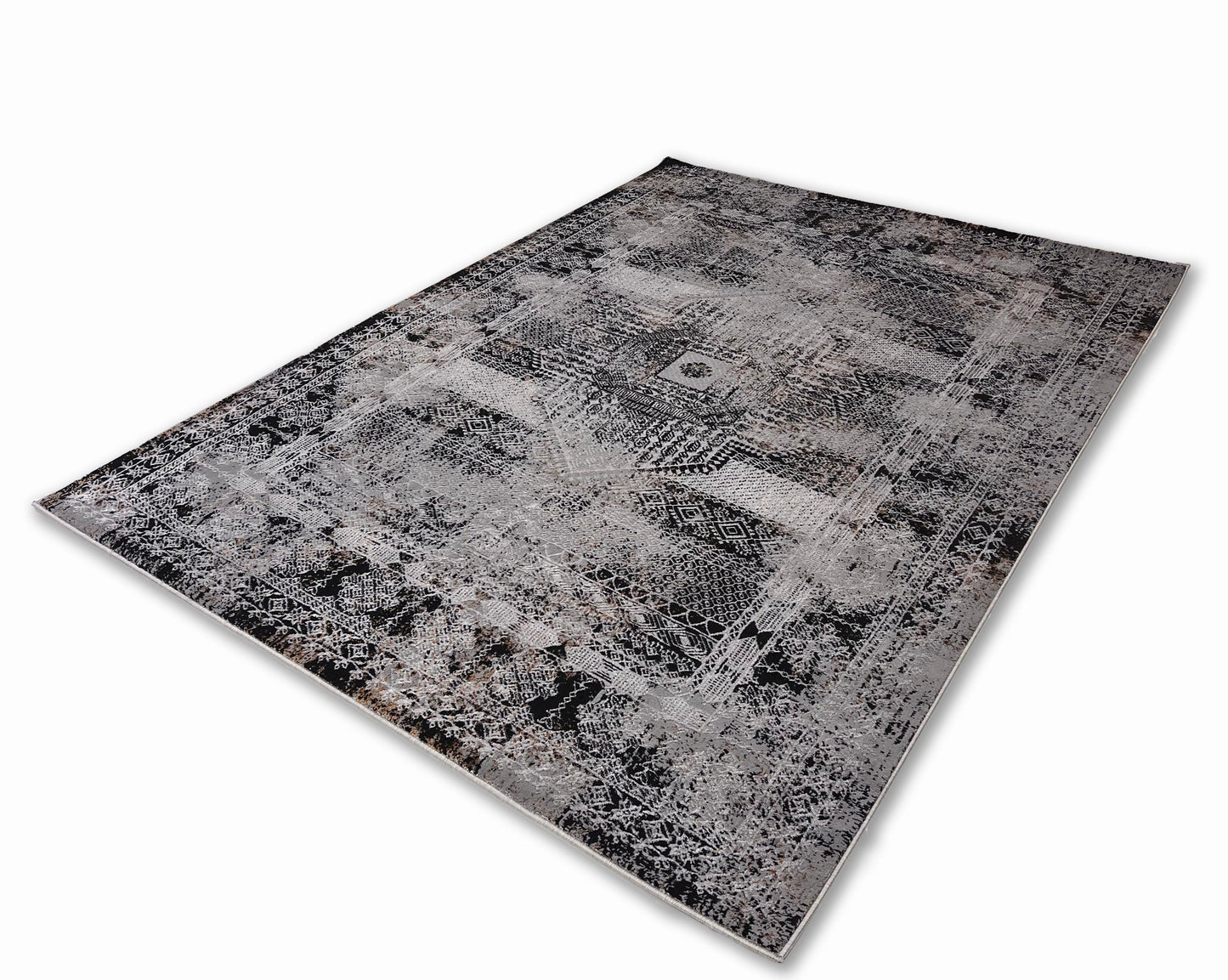 Devo Sacred Temple Area Rug, Platinum & Gray
