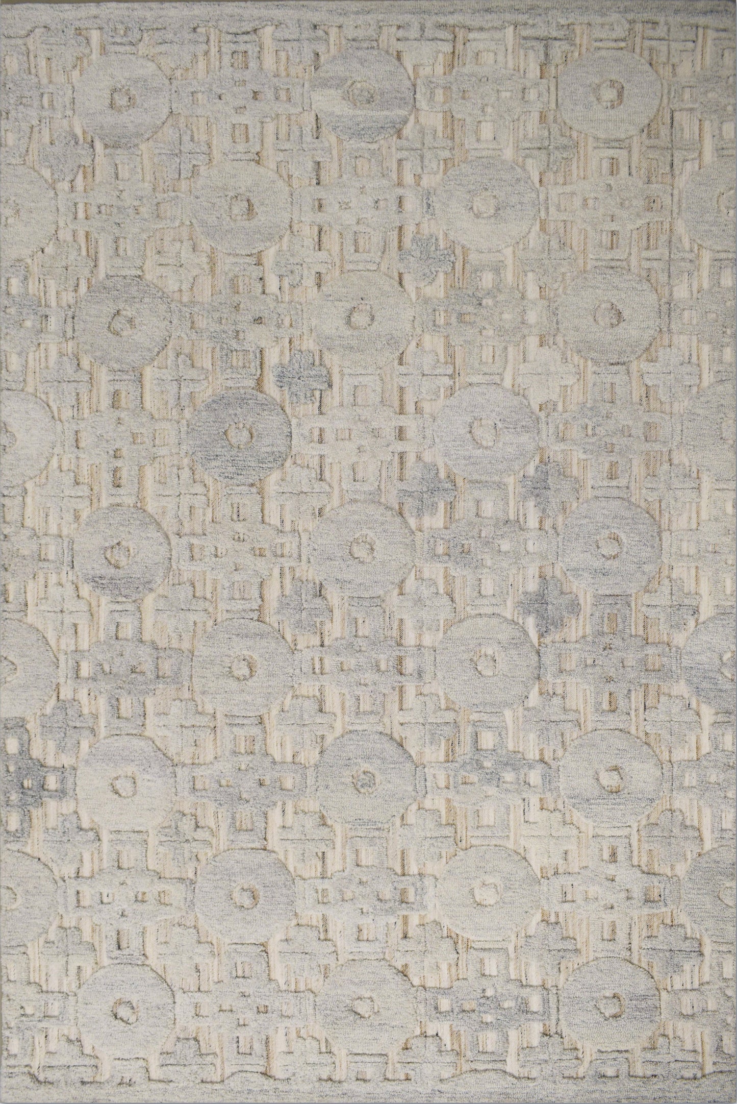 Finite Mosaics, Sacred Circles Area Rug, Ivory & Beige