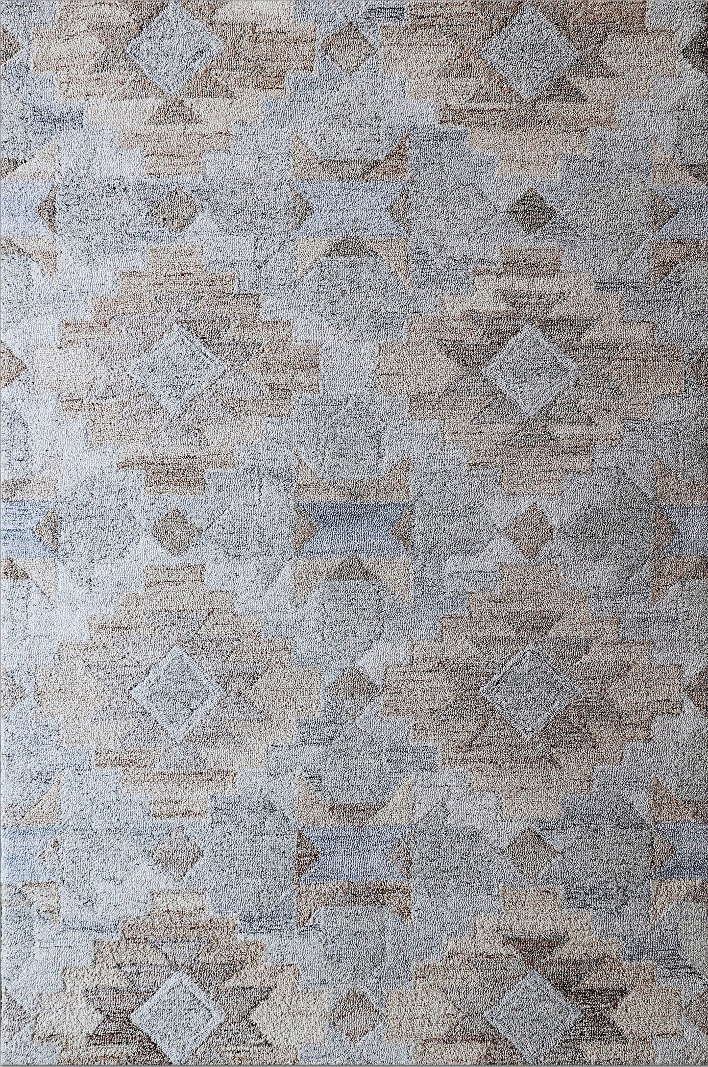 Finite Mosaics, Diamond Fractals Area Rug, Silver & Beige