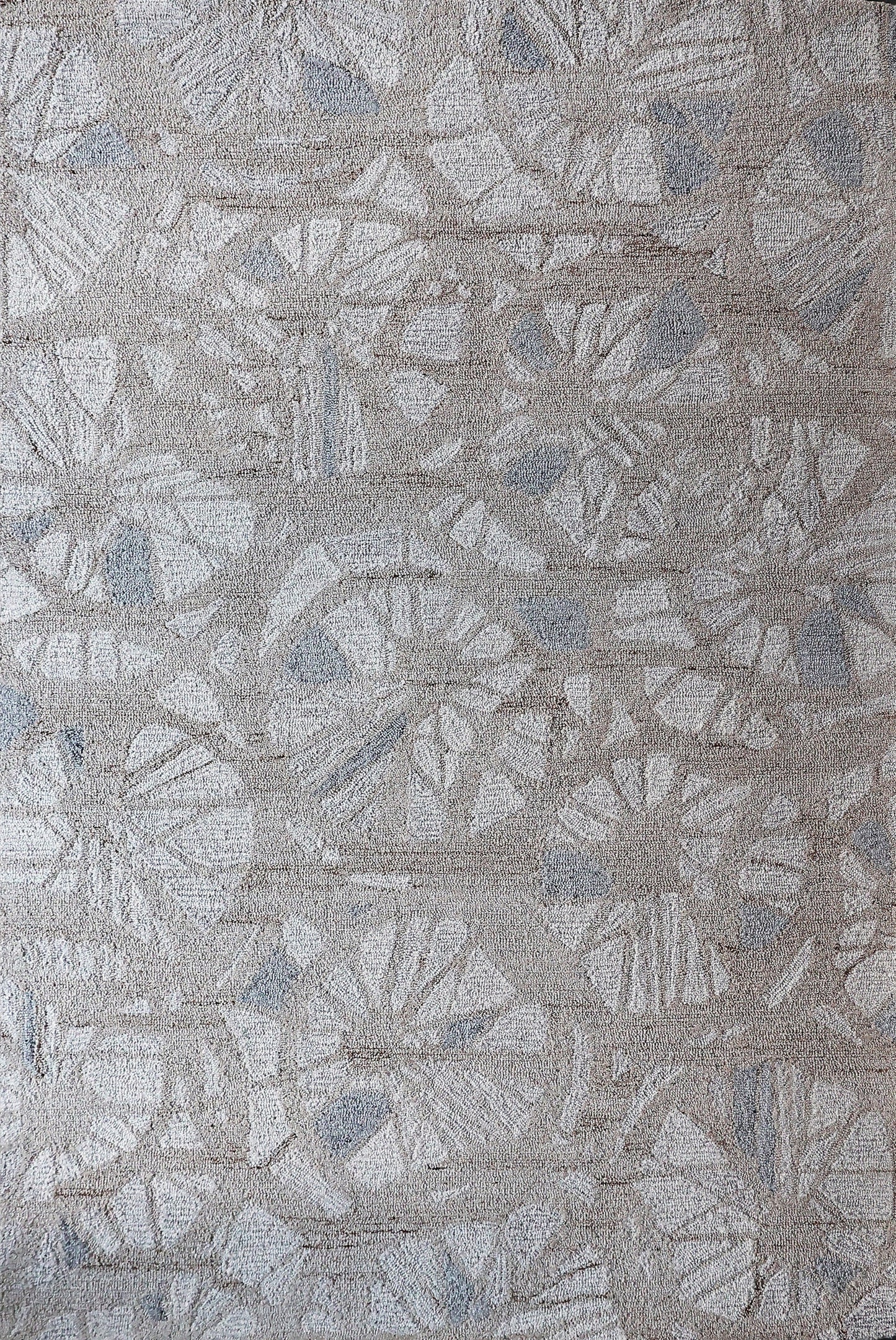Finite Mosaics, Shattered Blossoms Area Rug, Silver & Beige