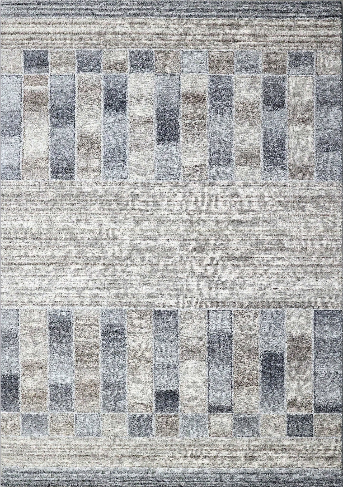 Finite Mosaics, Twilight Synchrony Area Rug, Beige & Gray