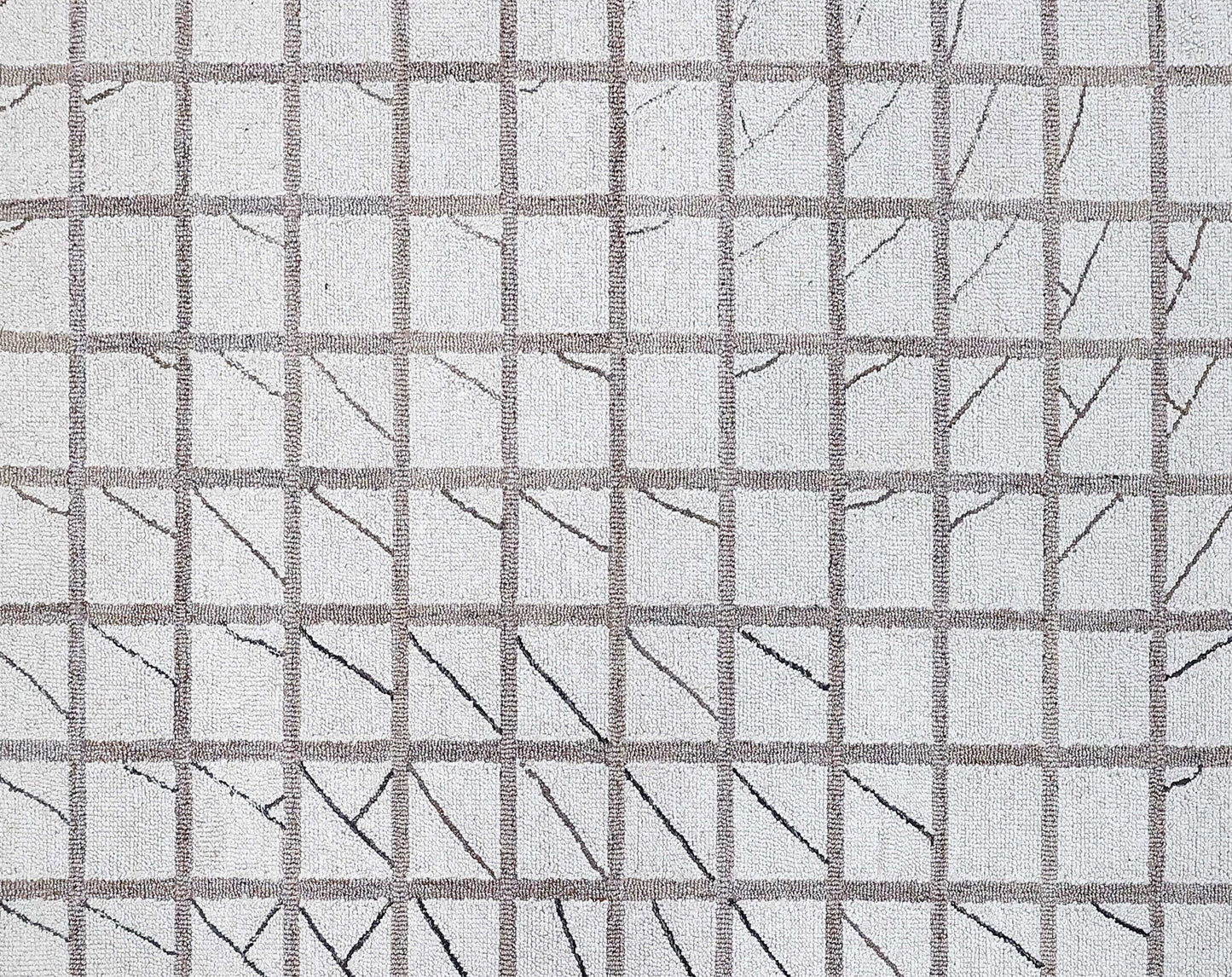 Finite Mosaics, Tactical Grid Area Rug, Ivory & Beige