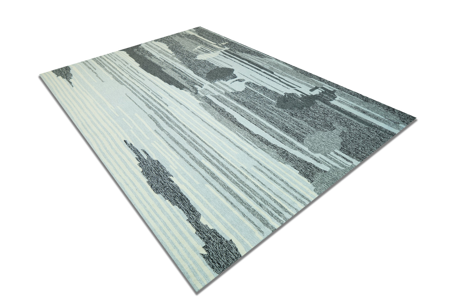 Finite Mosaics, Mysterious Plains Area Rug, Black & Ivory