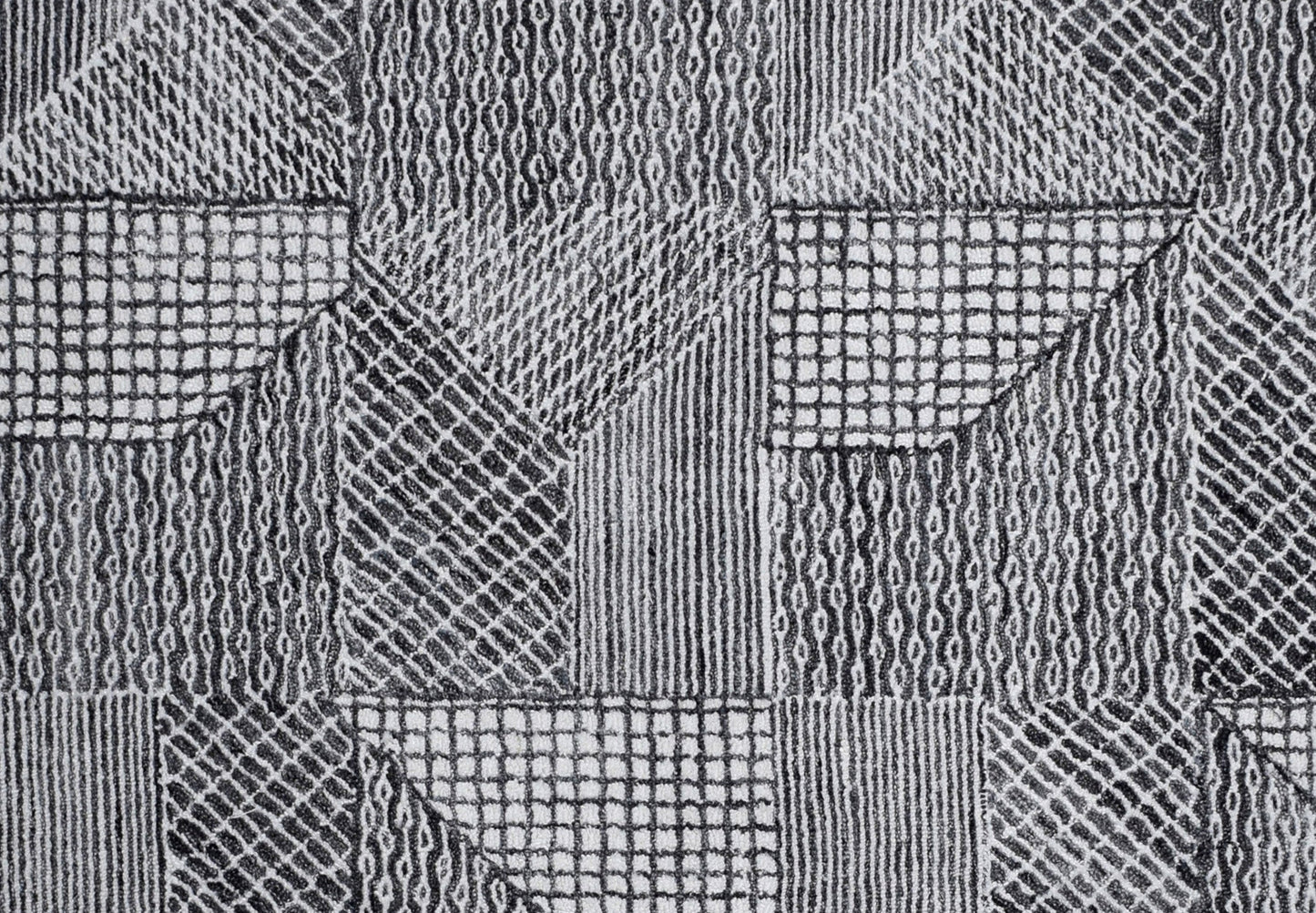 Finite Mosaics, Encrypted Transmission Area Rug, Ivory & Charcoal