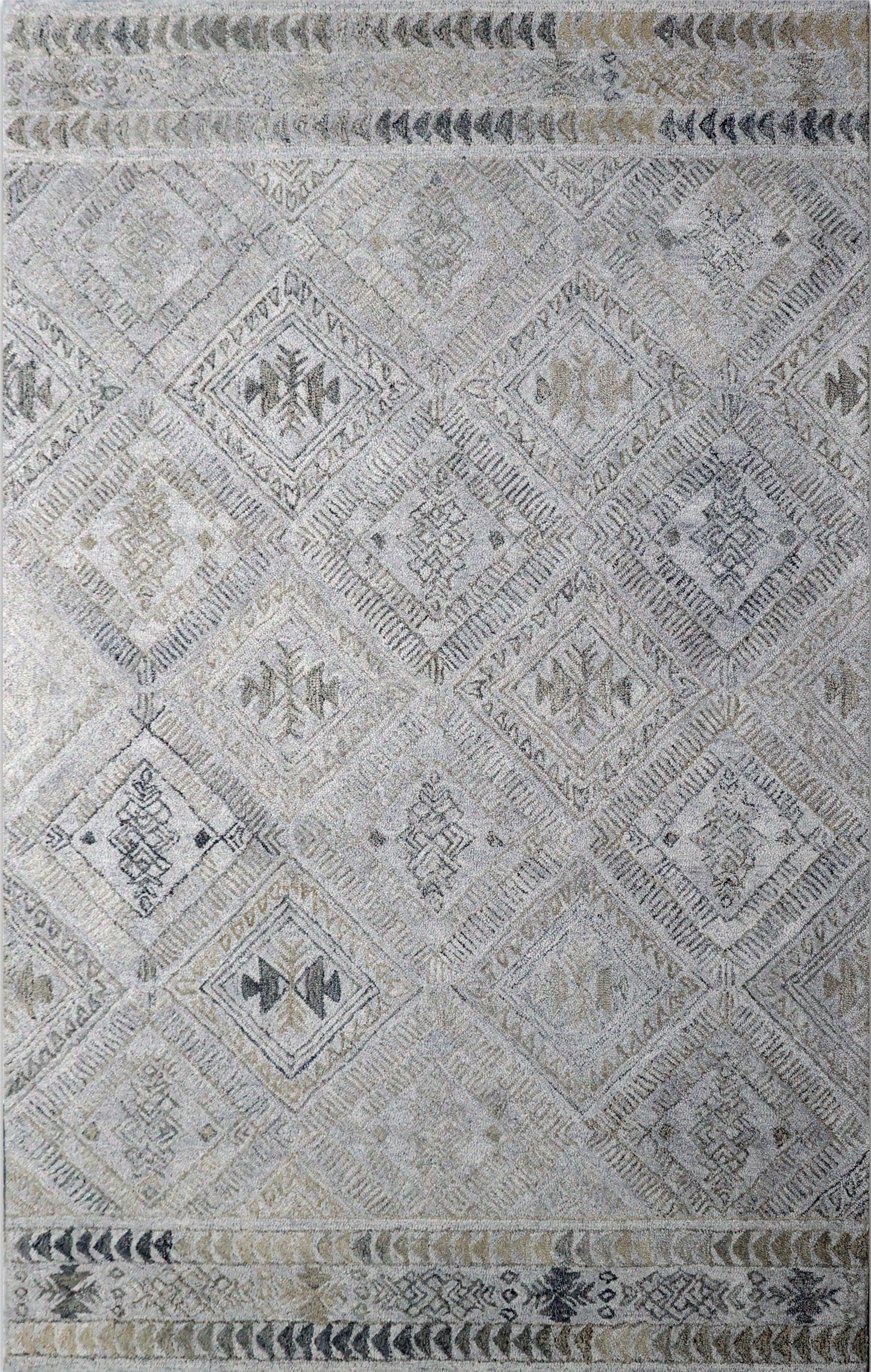 Finite Mosaics, Ancient Arrow Trail Area Rug, Silver & Beige