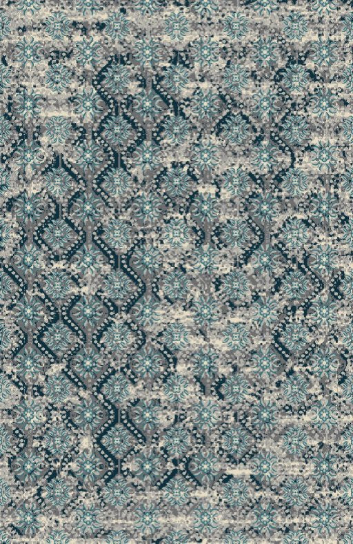 Fusion Wall Flowers Area Rug, Gray & Teal