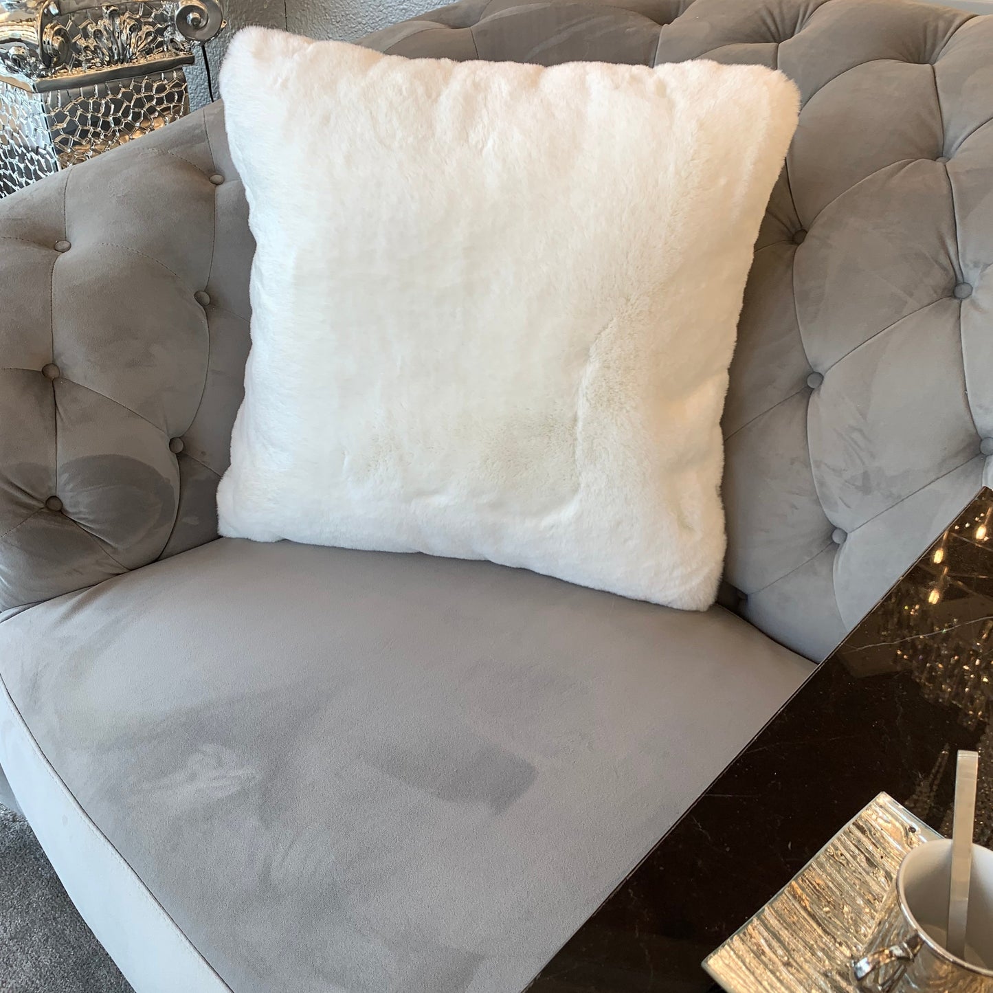 Luxury Faux Chinchilla Fur Throw Pillow, Assorted Colors