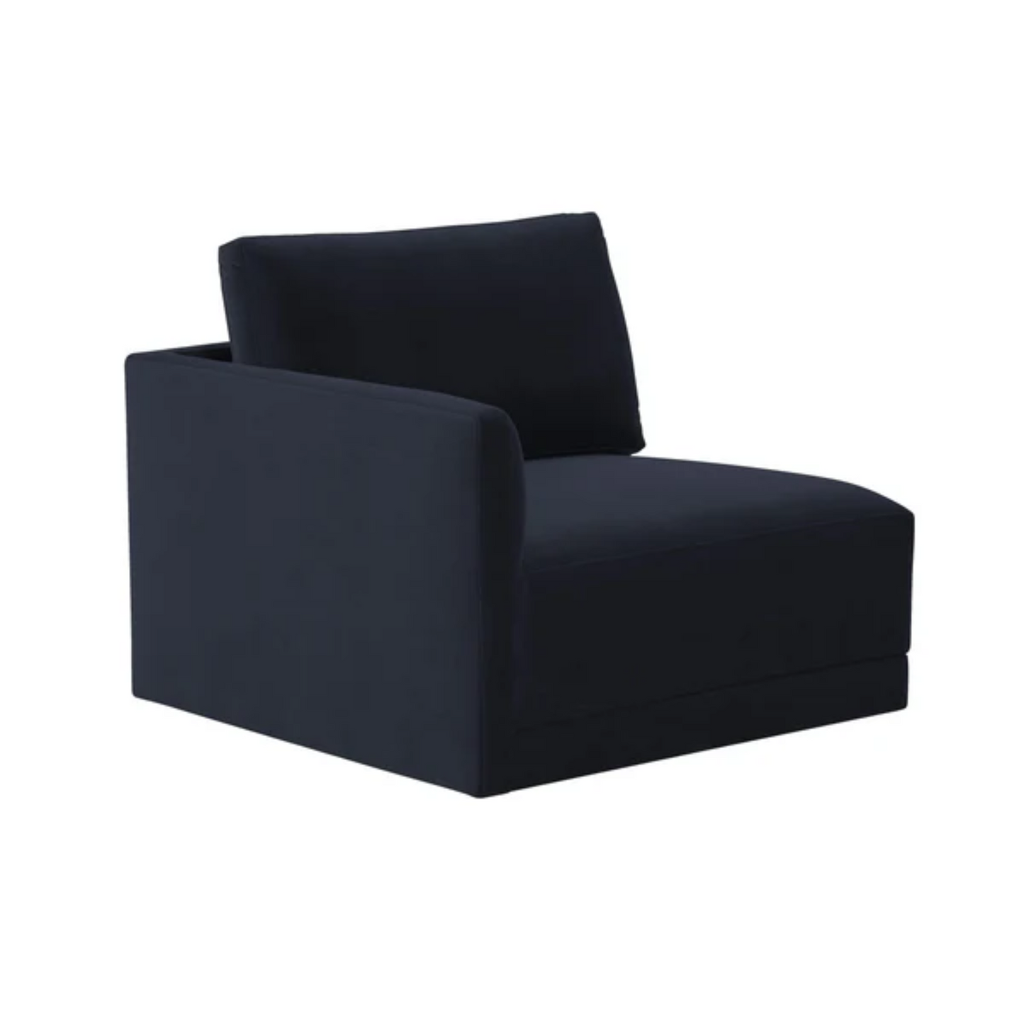 Jasmin Upholstered Velvet Modular Sectional Component | Left Armchair, Dark Navy