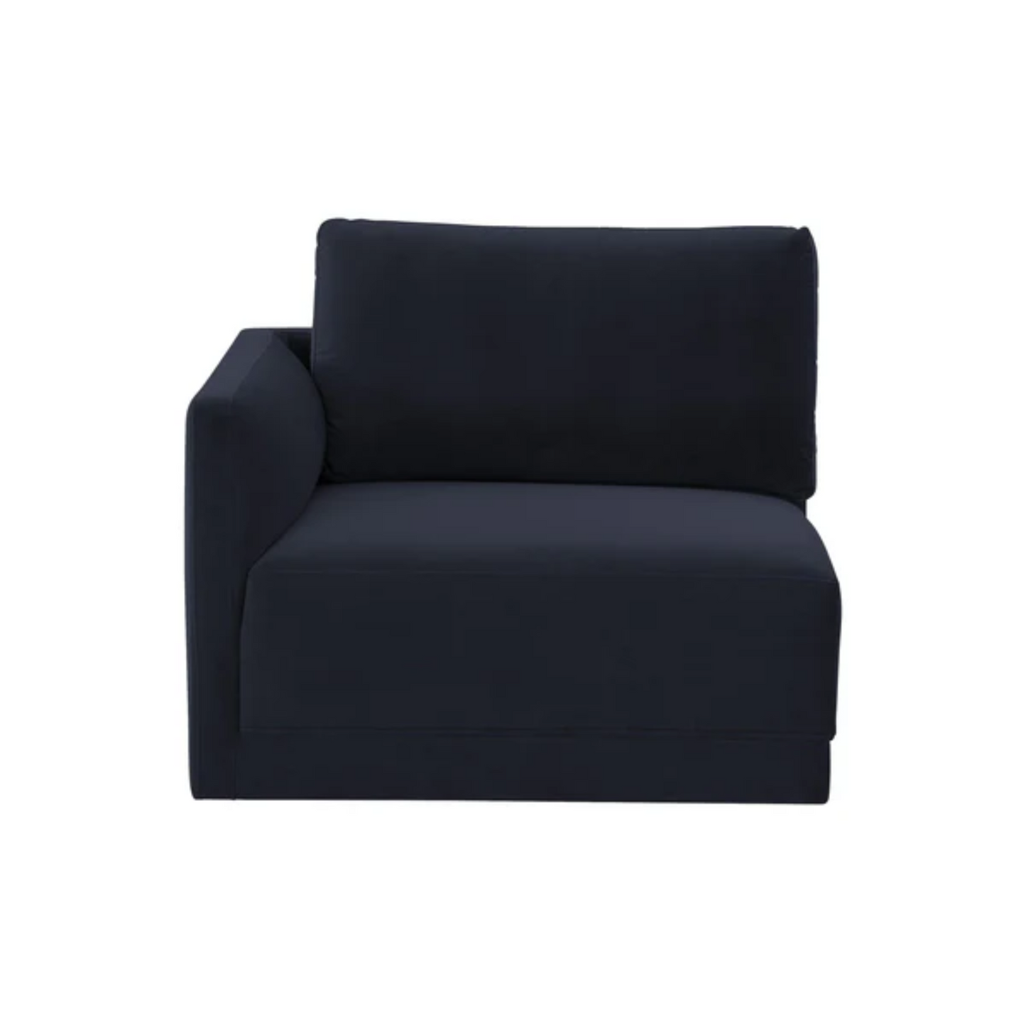Jasmin Upholstered Velvet Modular Sectional Component | Left Armchair, Dark Navy