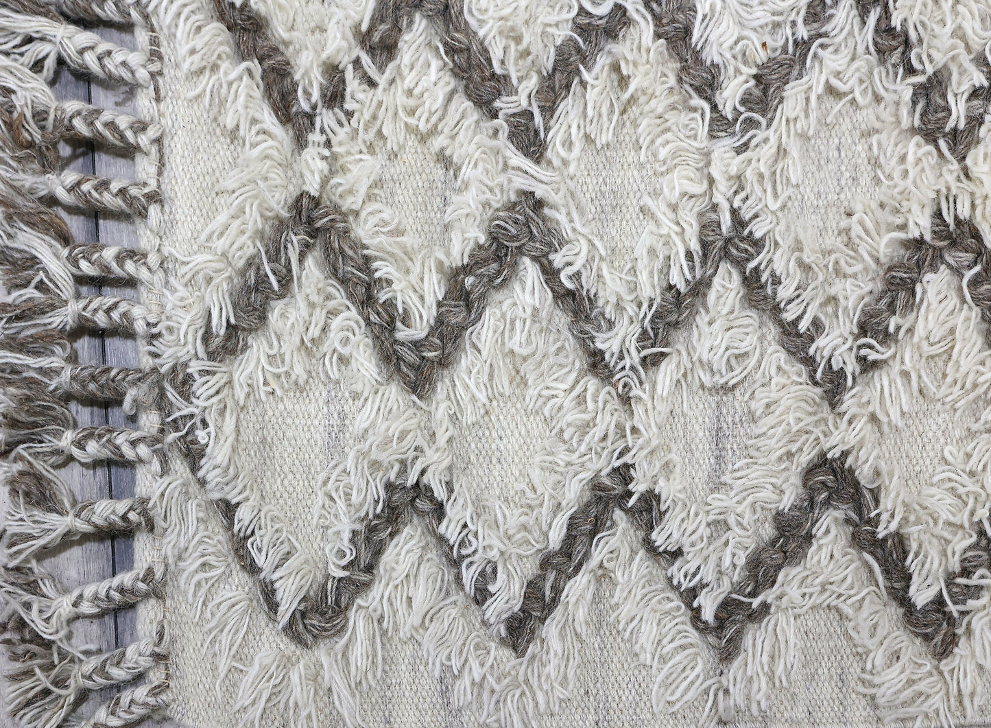 Finite Mosaics, Warped Weave Area Rug, Ivory & Brown