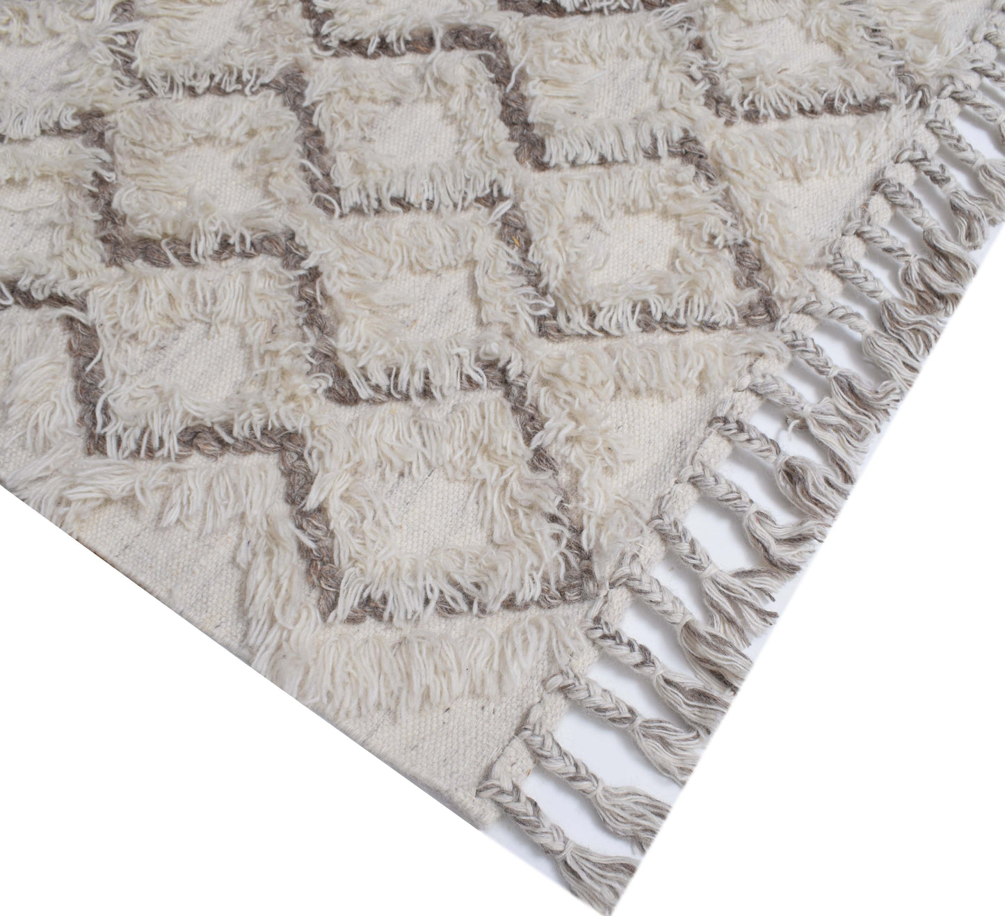 Finite Mosaics, Lattice Weave Area Rug, Ivory & Brown