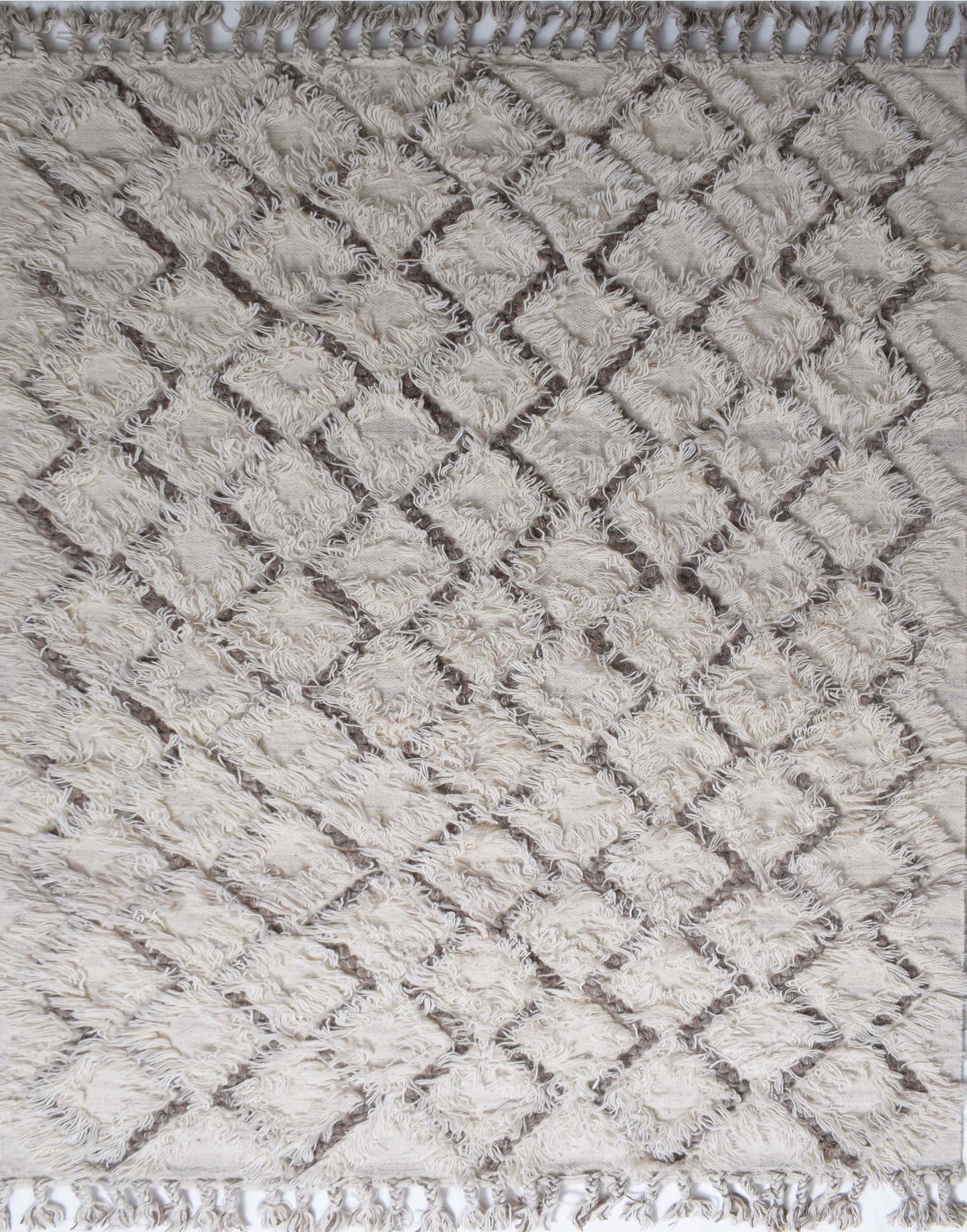 Finite Mosaics, Lattice Weave Area Rug, Ivory & Brown