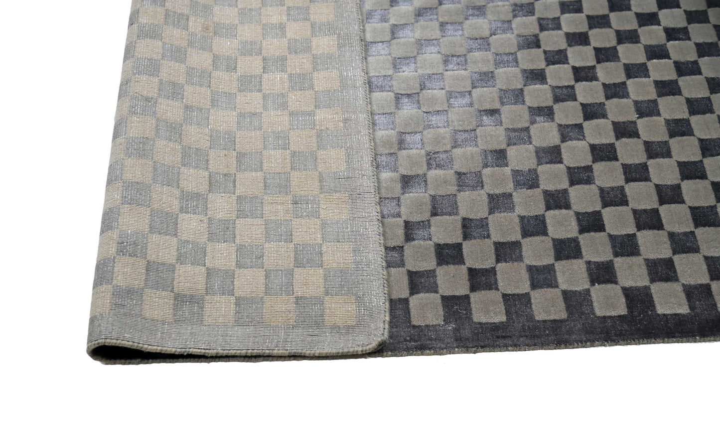 Finite Mosaics, Checkered Area Rug, Charcoal