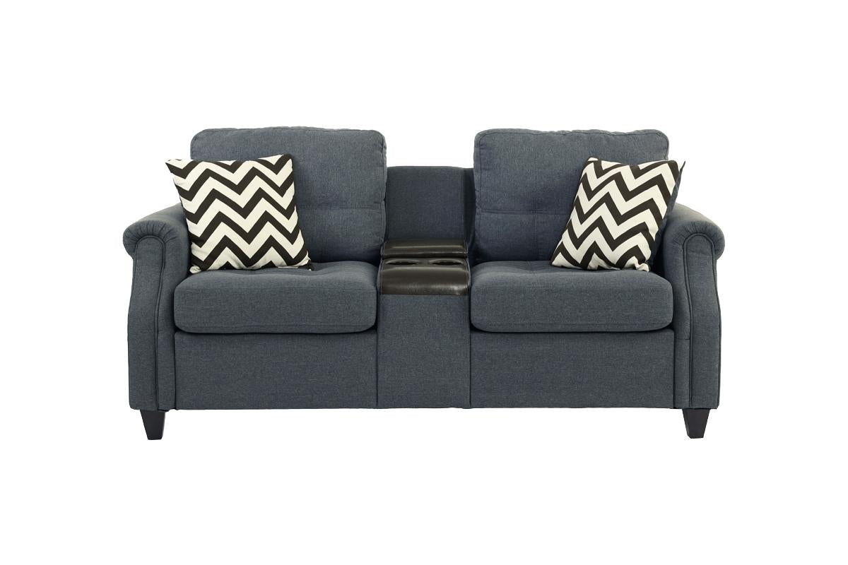 Hillary 2-Piece Sofa and Loveseat Set w/ USB Console, Slate Linenette