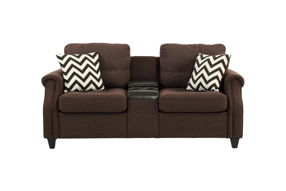 Hillary 2-Piece Sofa and Loveseat Set w/ USB Console, Chocolate Linenette