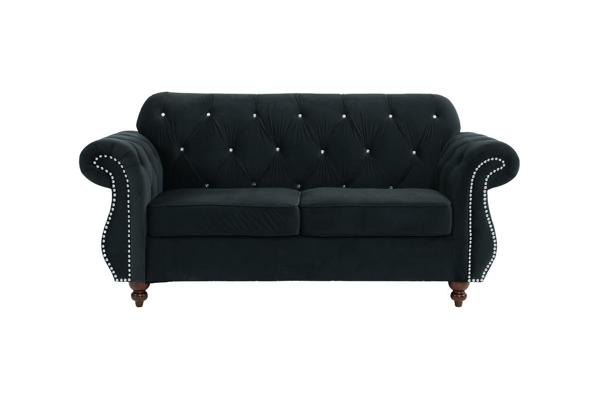 Crystal Loveseat, Black Velvet