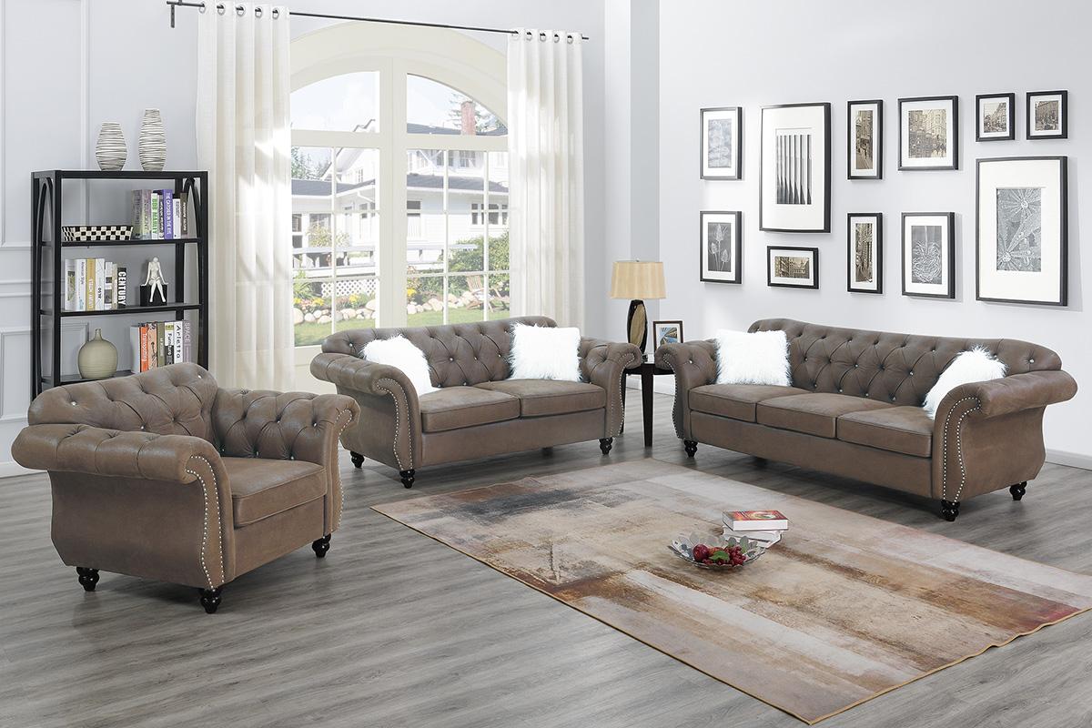 Crystal Sofa, Light Brown Leatherette
