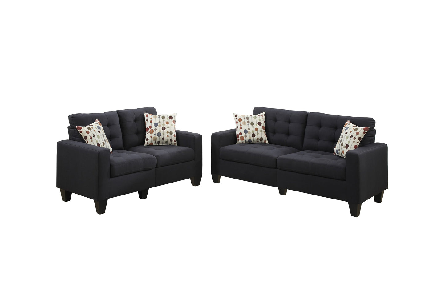 Megan 2-Piece Sofa and Loveseat Set, Black Linenette