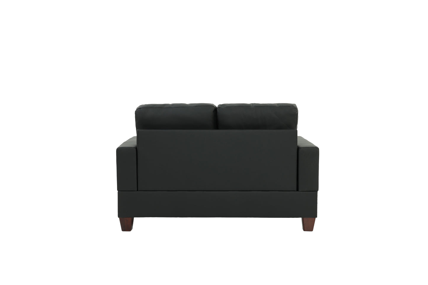 Chester 2-Piece Sofa and Loveseat Set, Black Faux Leather