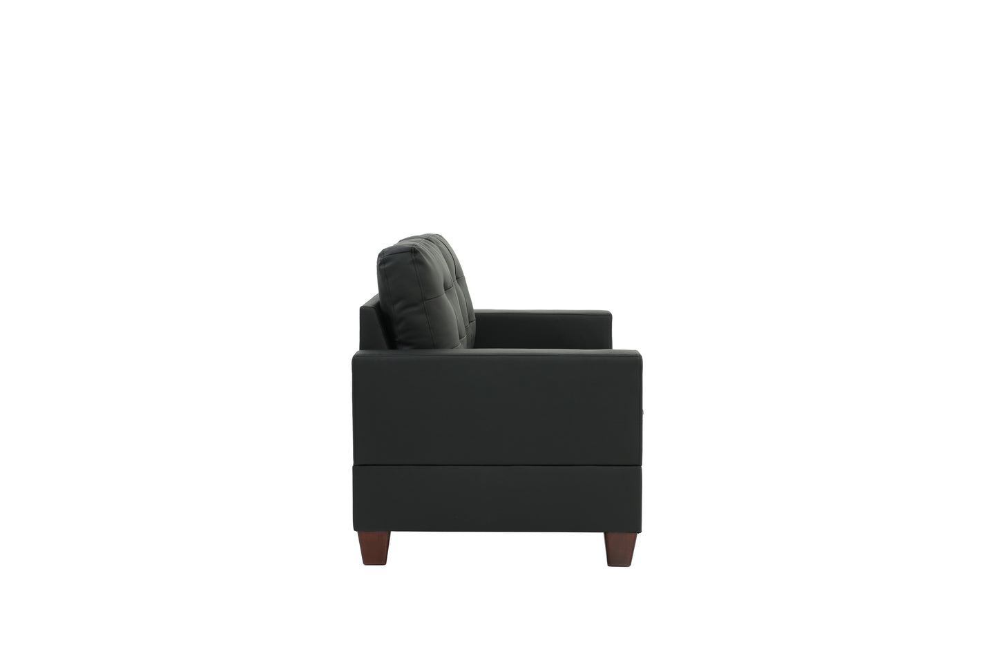 Chester 2-Piece Sofa and Loveseat Set, Black Faux Leather