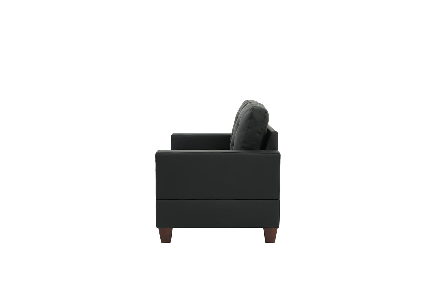 Chester 2-Piece Sofa and Loveseat Set, Black Faux Leather
