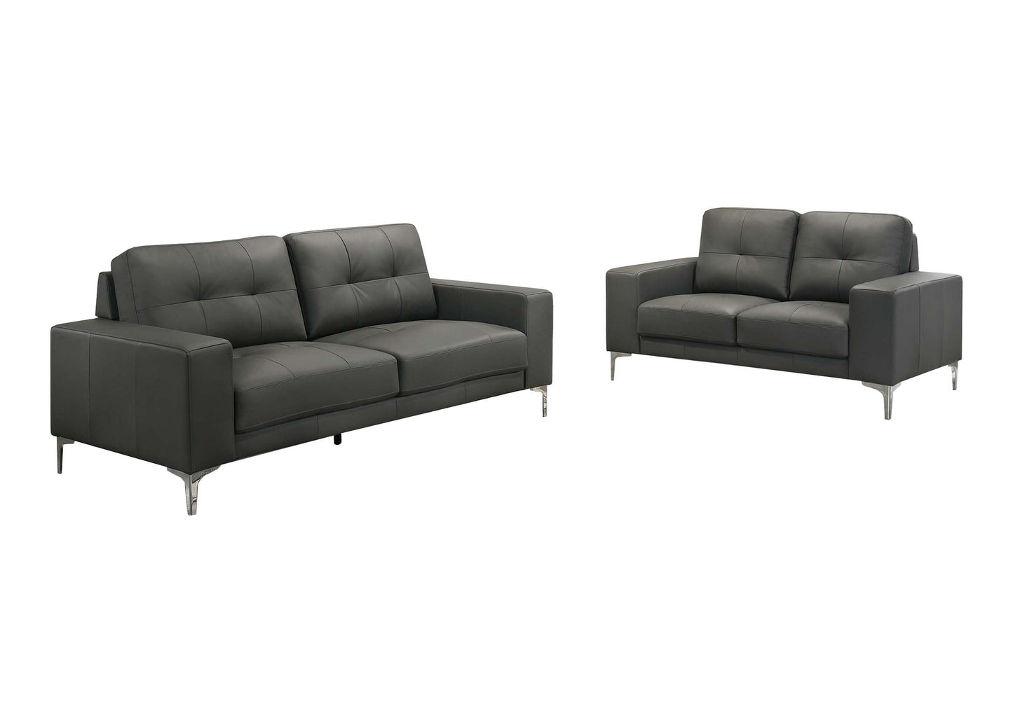 Lex 2-Piece Sofa and Loveseat Set, Anthracite Leather