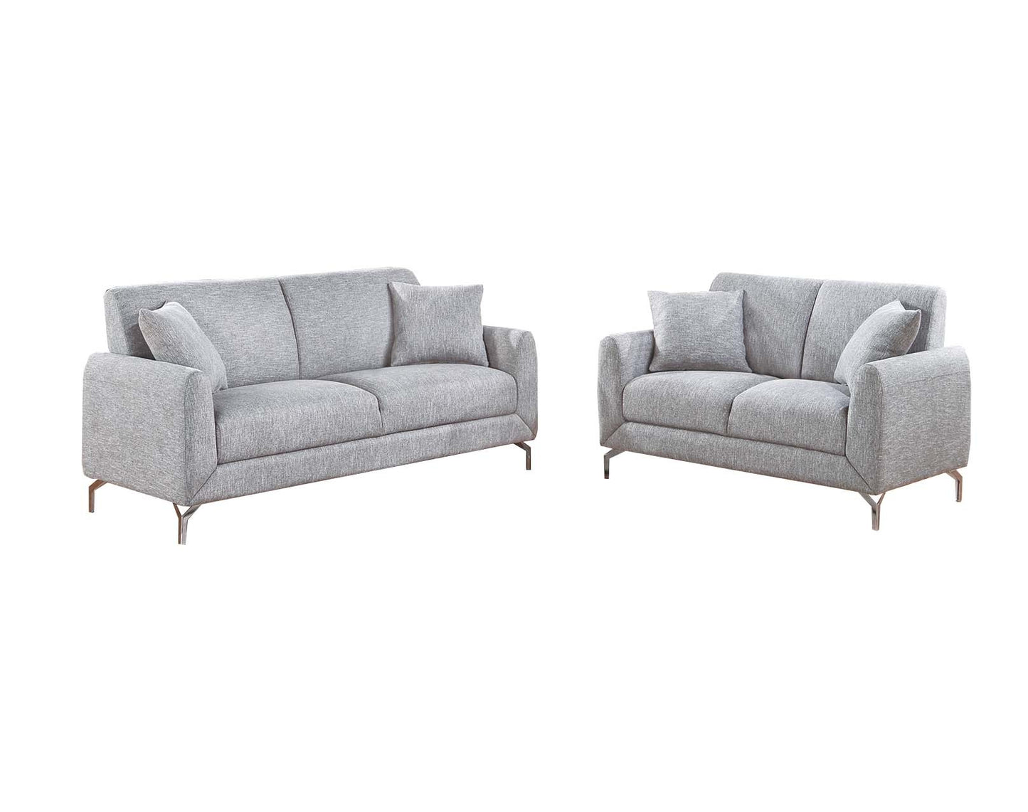 Josie 2-Piece Sofa and Loveseat Set, Ash Fabric
