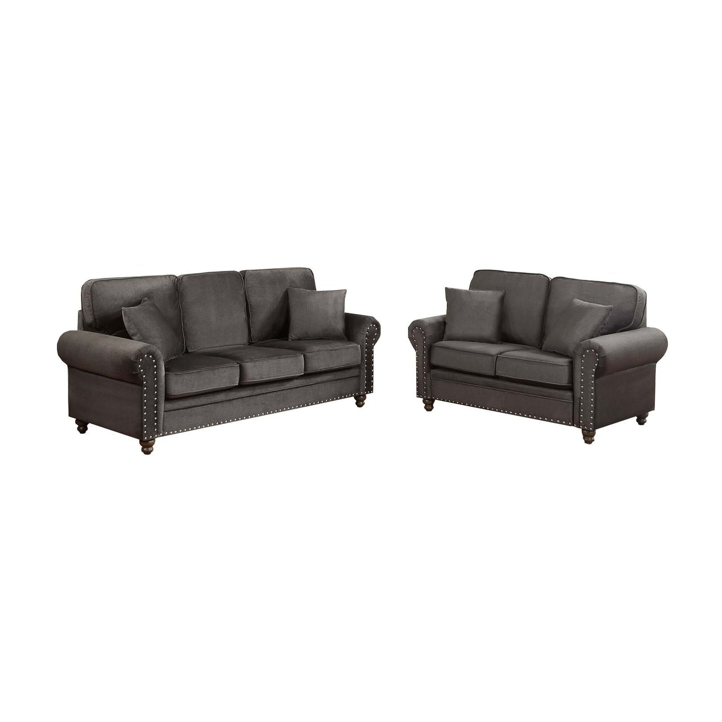 Heather 2-Piece Sofa and Loveseat Set, Coffee Velvet