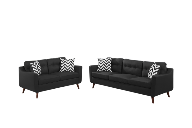 Leticia 2-Piece Sofa and Loveseat Set, Black Linenette