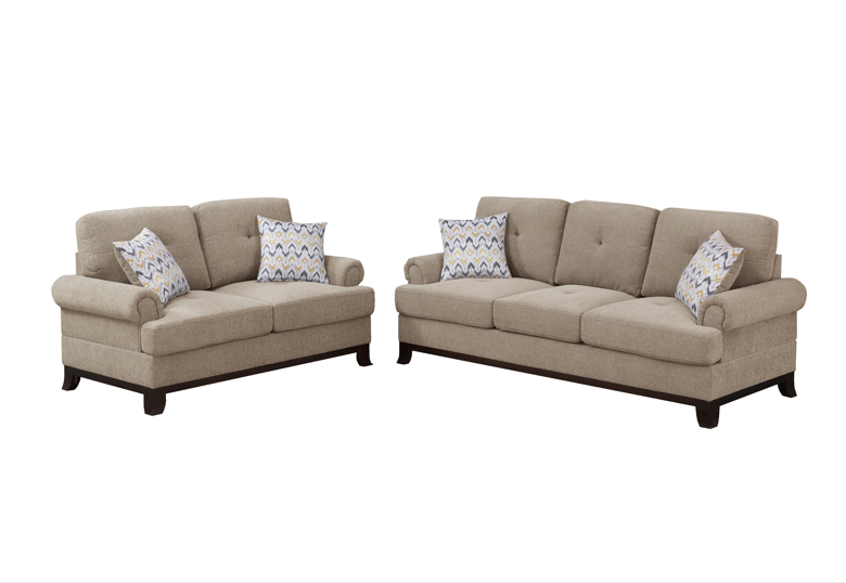Oliver 2-Piece Sofa and Loveseat Set, Oat Chenille