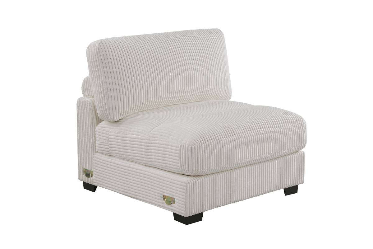 Winston 6-Piece U-Shaped Modular Sectional w/ Ottoman, Ivory Corduroy