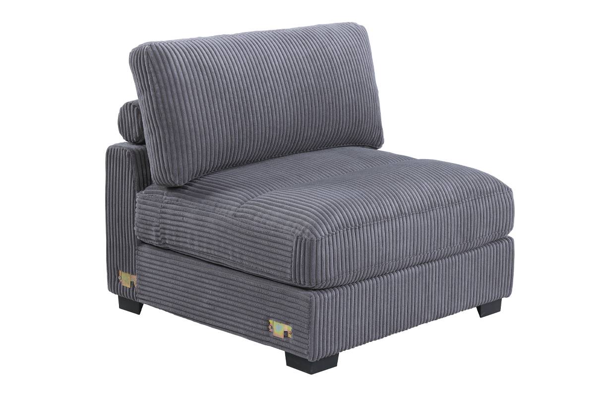 Winston 7-Piece Left-Facing Modular Sectional w/ Ottoman, Dark Gray Corduroy
