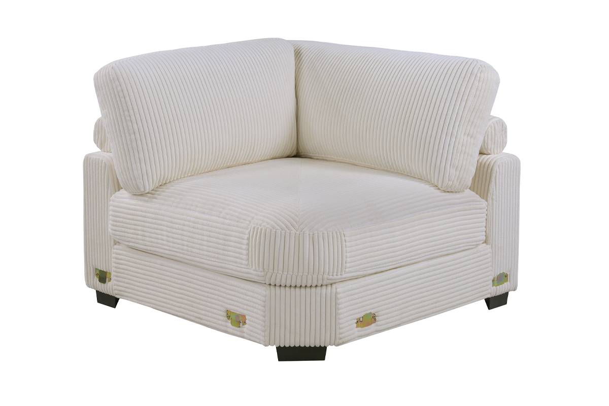 Winston 6-Piece U-Shaped Modular Sectional w/ Ottoman, Ivory Corduroy